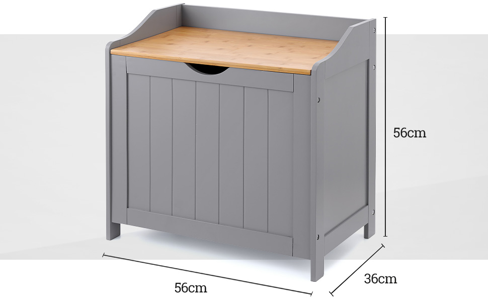 Grey Laundry Box With Lid Christow, Grey Wooden Laundry Box With Lid