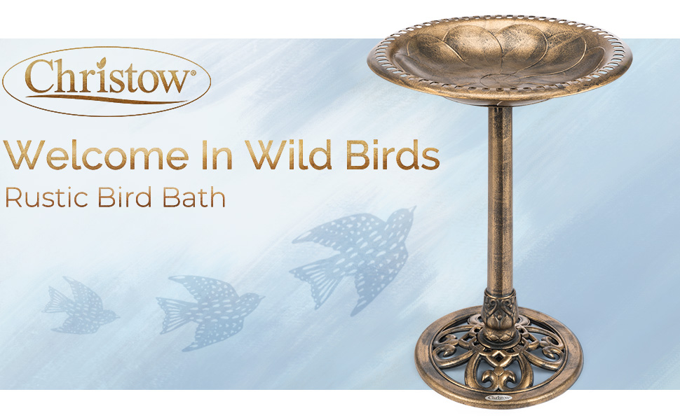 Christow Resin Rustic Bird Bath