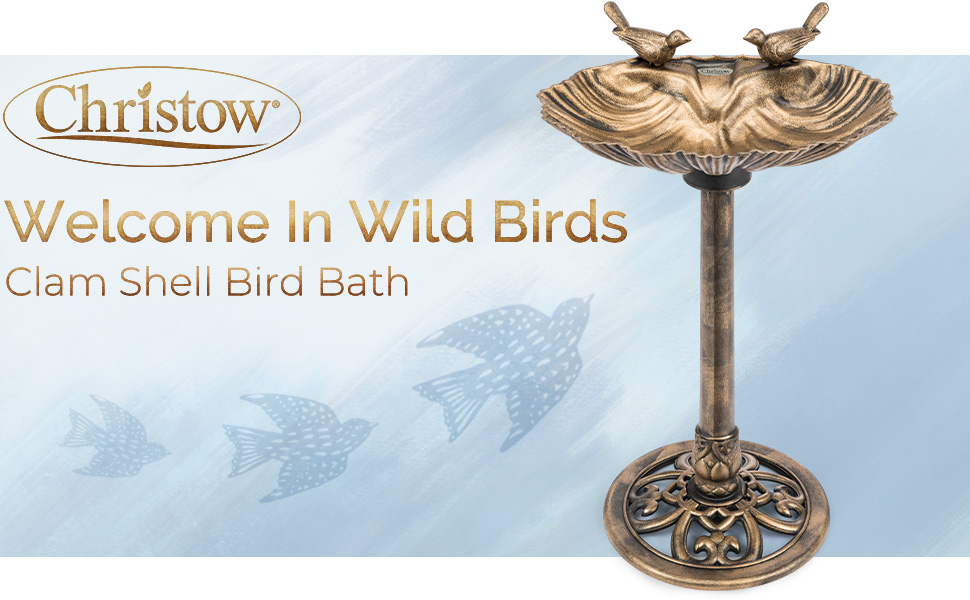 Christow Resin Clam Shell Bird Bath