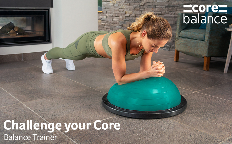 Lady using a Core Balance Teal Balance Trainer