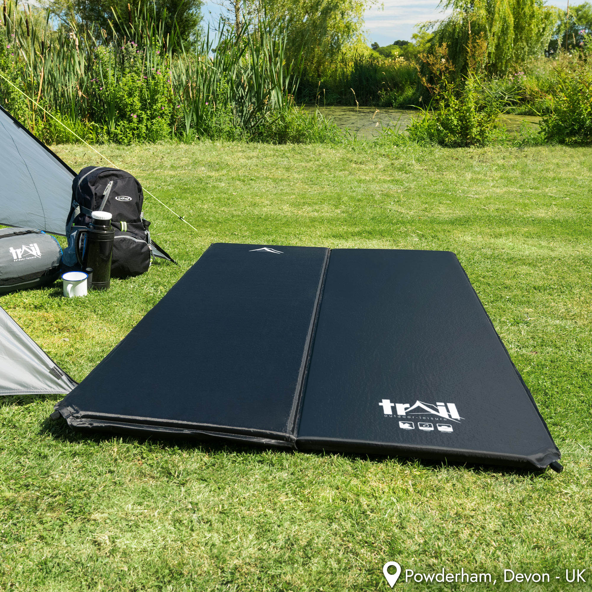 Double Camping Mat Self Inflating Inflatable Camp Roll Mattress With Bag Trail - Picture 14 of 28