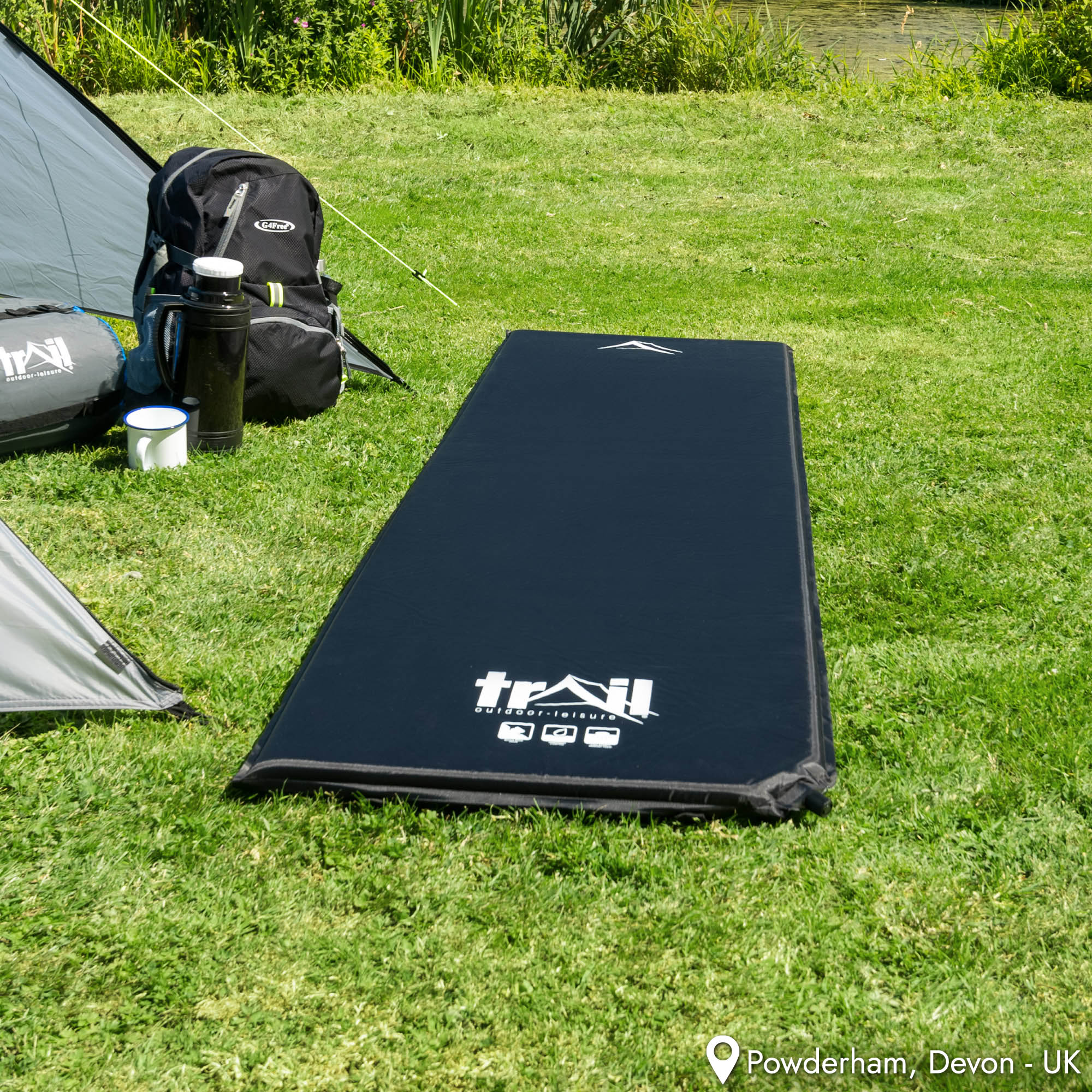 Single Camping Mat Self Inflating Inflatable Camp Roll Mattress With Bag Trail