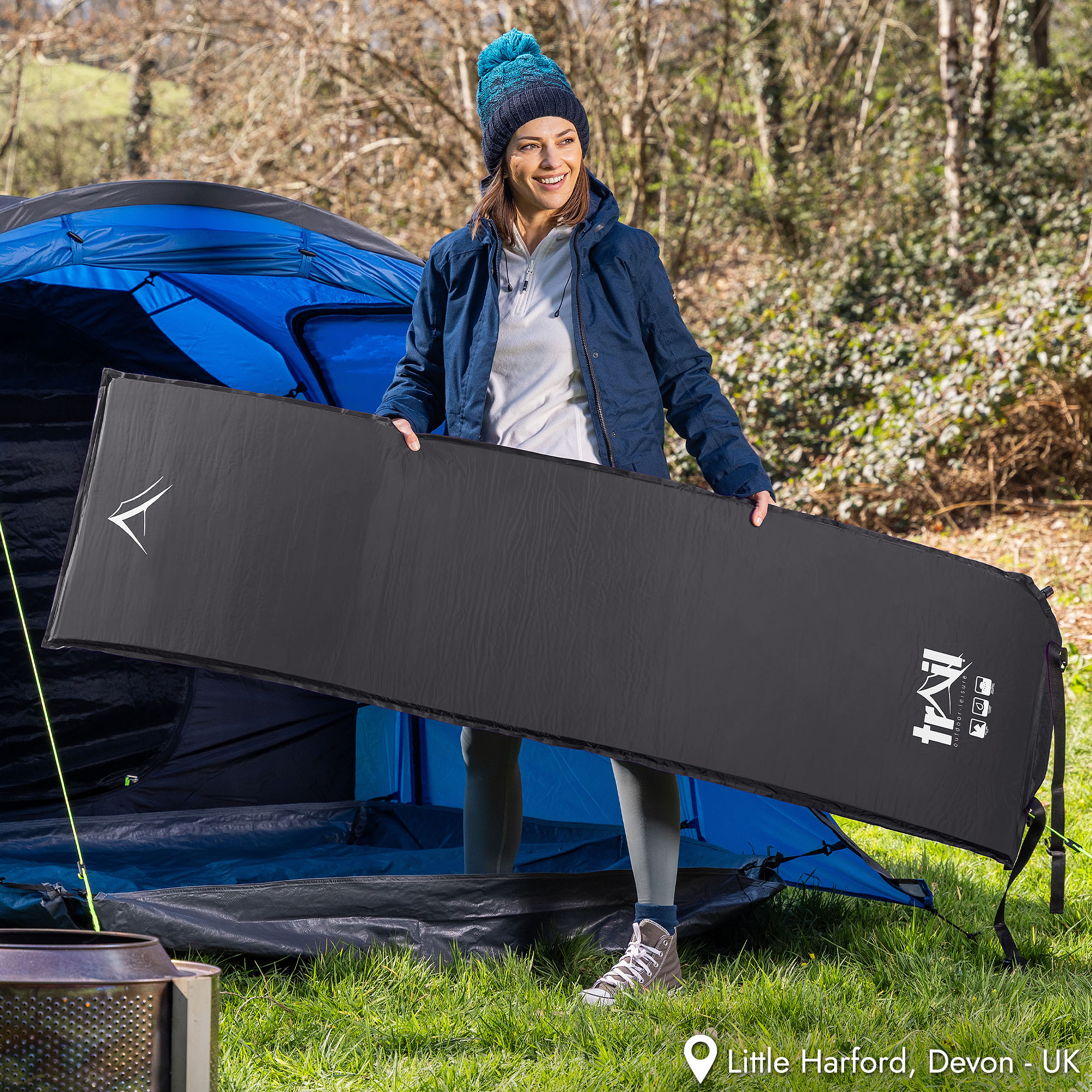Single Camping Mat Self Inflating Inflatable Camp Roll Mattress With Bag Trail - Produktbild 1