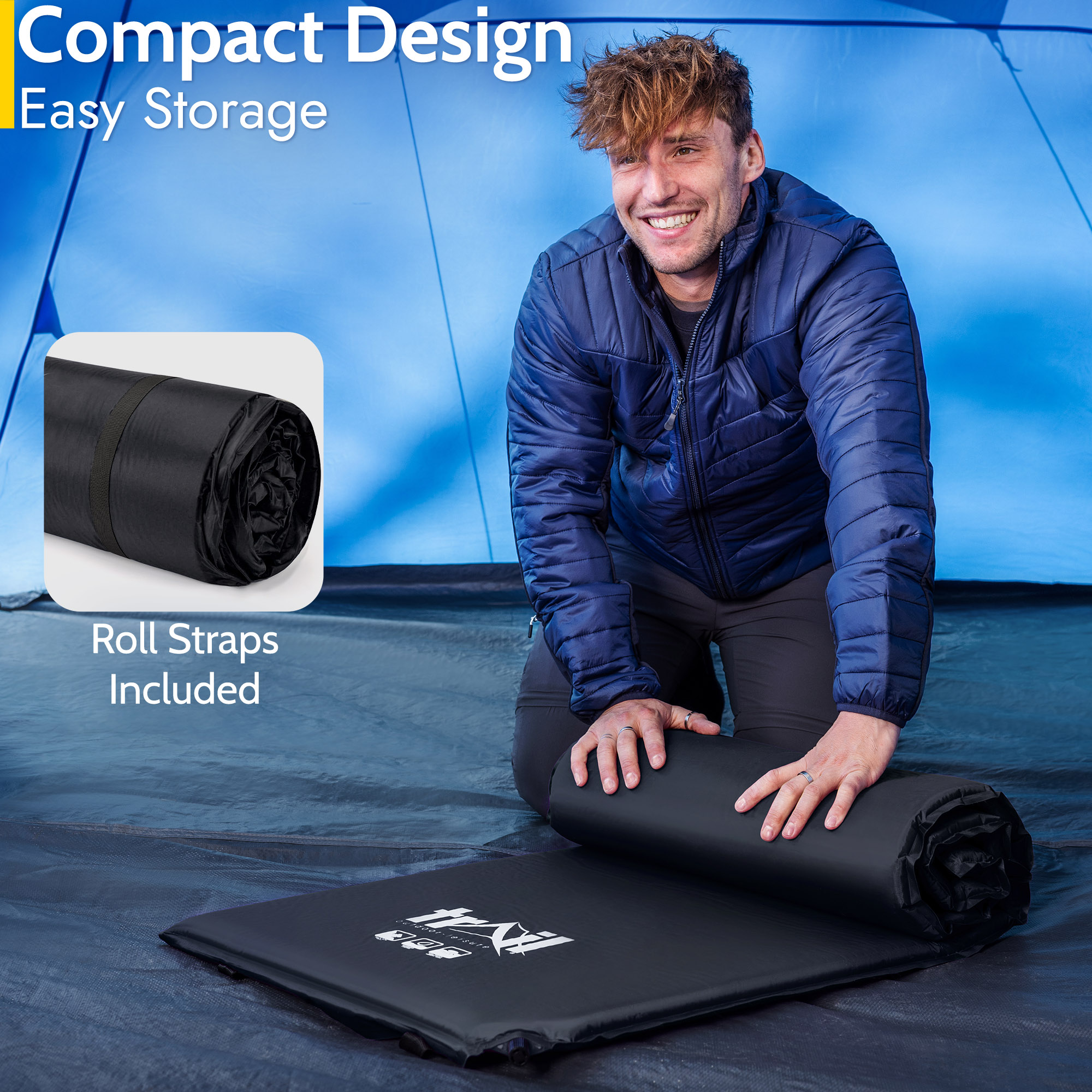 Single Camping Mat Self Inflating Inflatable Camp Roll Mattress With Bag Trail - Produktbild 4