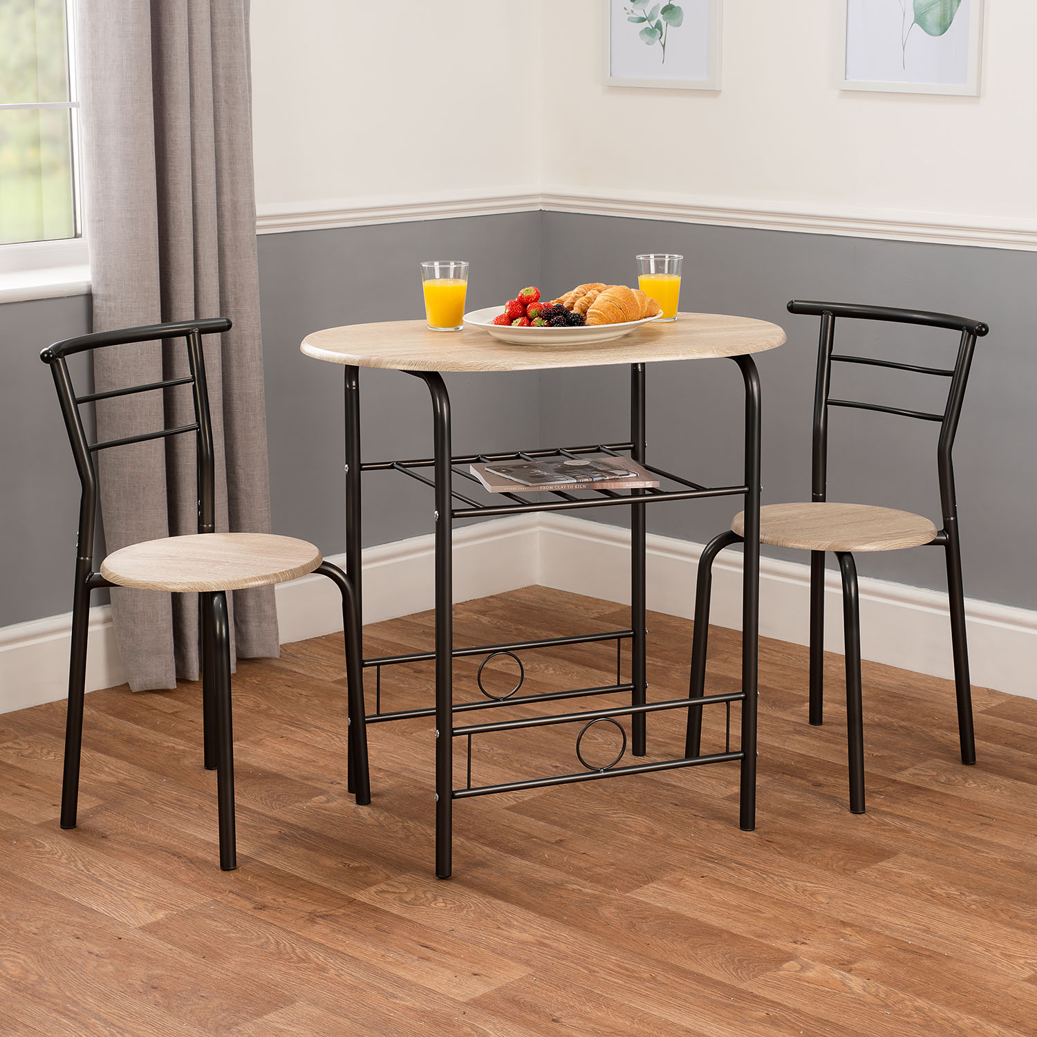 Space Saver Table and Chairs 2 Seater Dining Kitchen Breakfast Set Small Compact 