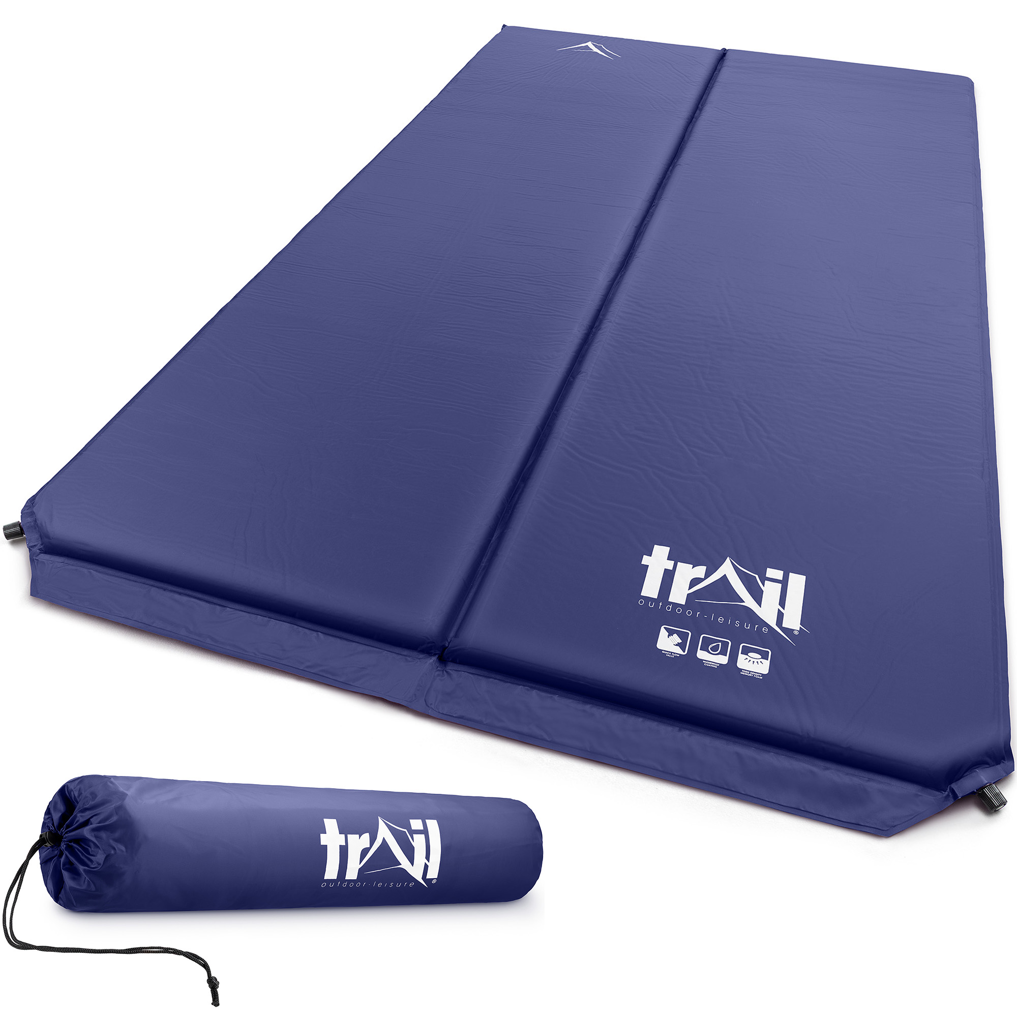 Double Camping Mat Self Inflating Inflatable Camp Roll Mattress With Bag Trail - Picture 15 of 28
