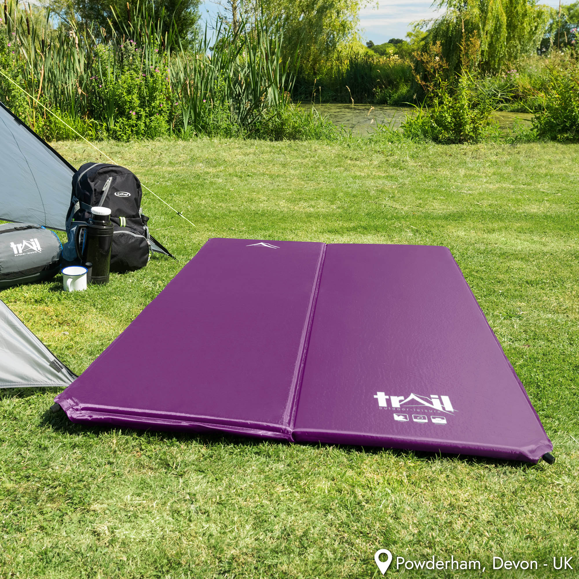 Double Camping Mat Self Inflating Inflatable Camp Roll Mattress With Bag Trail - Picture 28 of 28