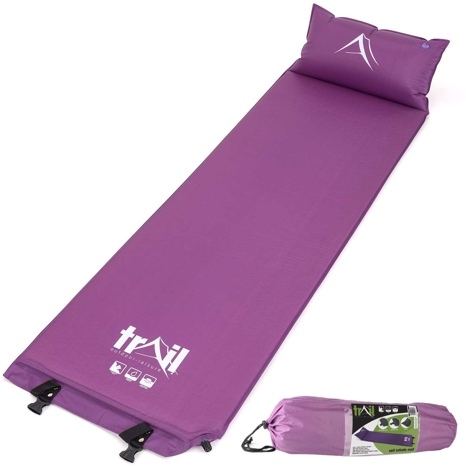 Self Inflating Camping Pillow Roll Mat/Pad Sleeping 3cm Thick Bed Mattress 