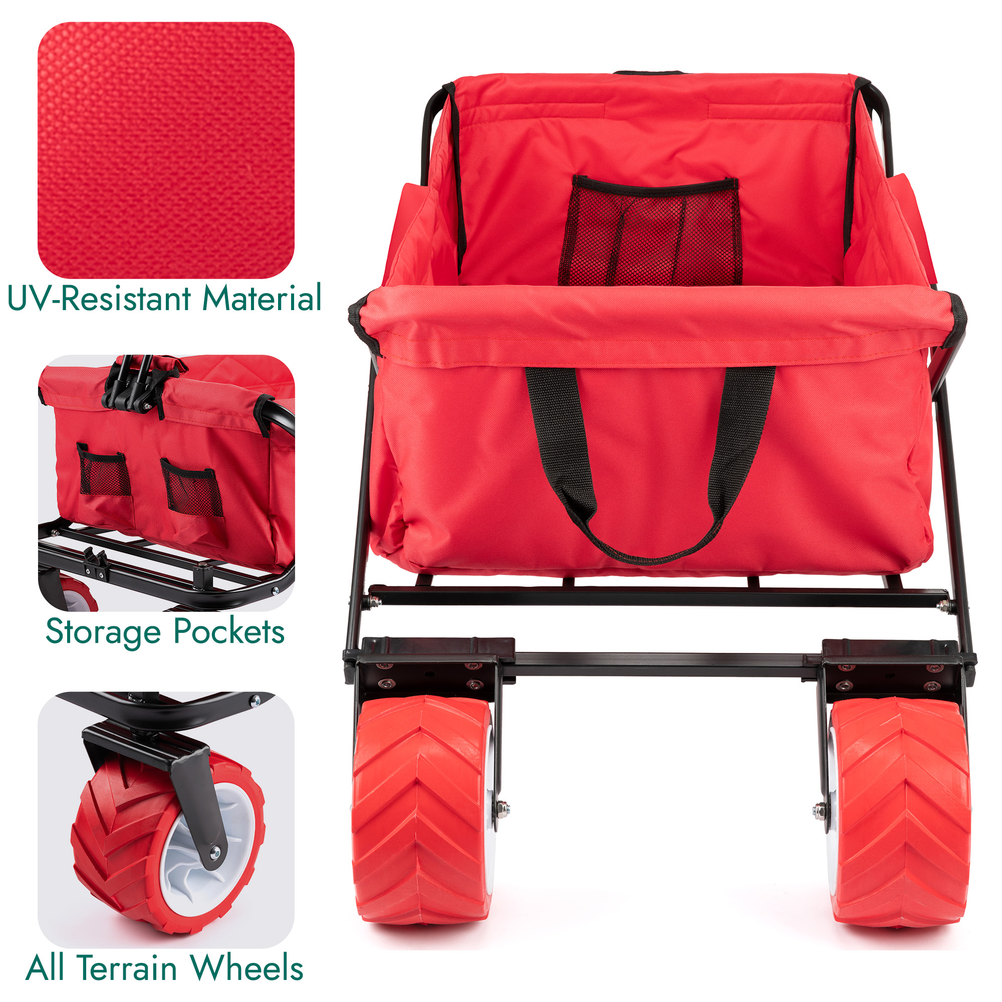 Folding Beach Trolley Camping Cart All Terrain Wheels Festival Garden 60kg Trail - Picture 23 of 26