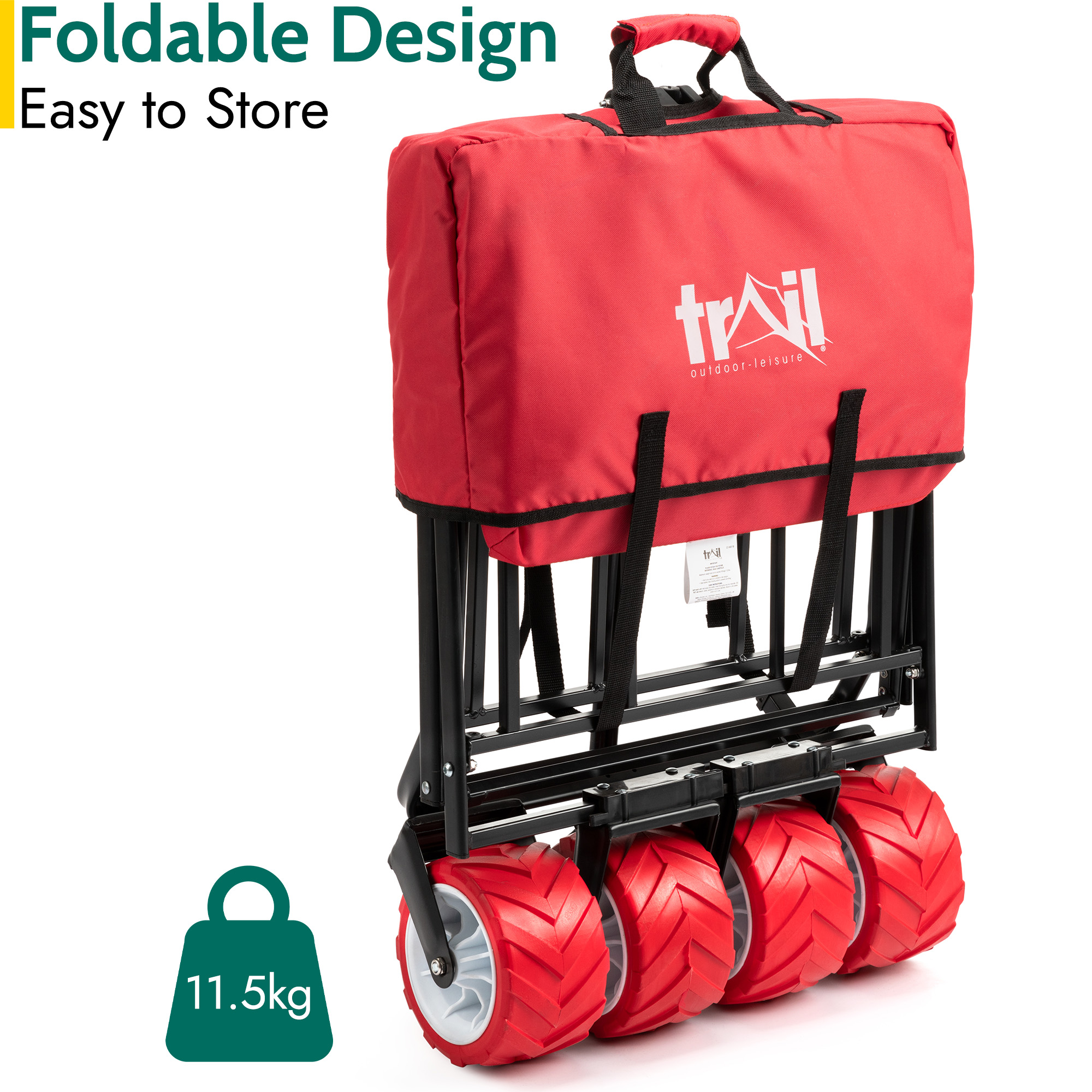 Folding Beach Trolley Camping Cart All Terrain Wheels Festival Garden 60kg Trail - Picture 25 of 26
