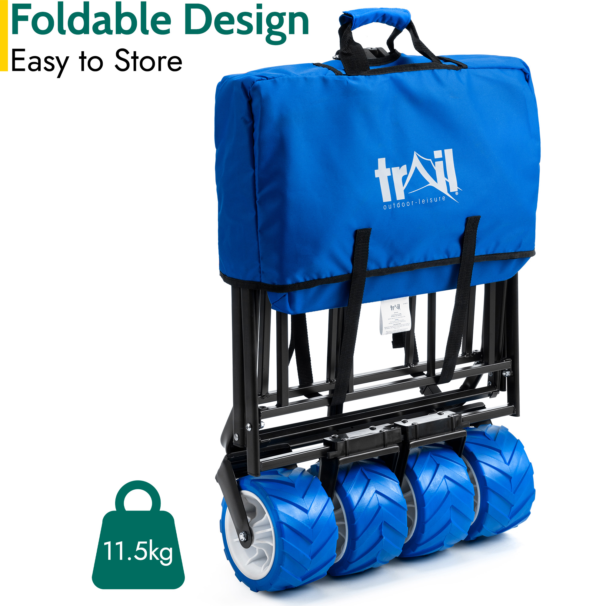 Folding Beach Trolley Camping Cart All Terrain Wheels Festival Garden 60kg Trail - Picture 18 of 26