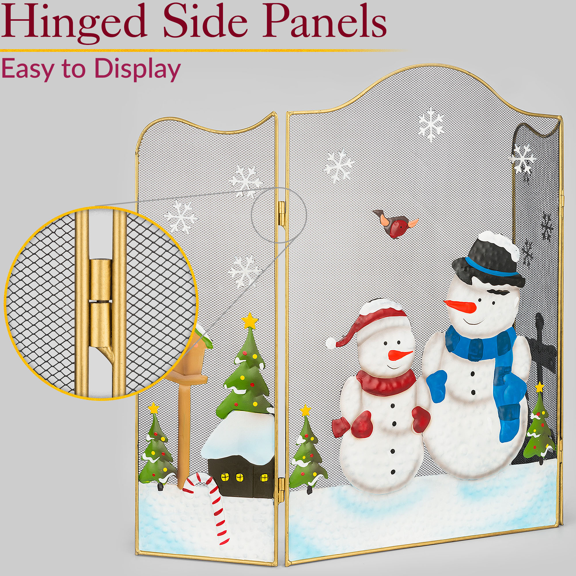 Christow 3 Panel Father Christmas Fireguard Santa Sleigh Snowman Screen - Picture 11 of 14