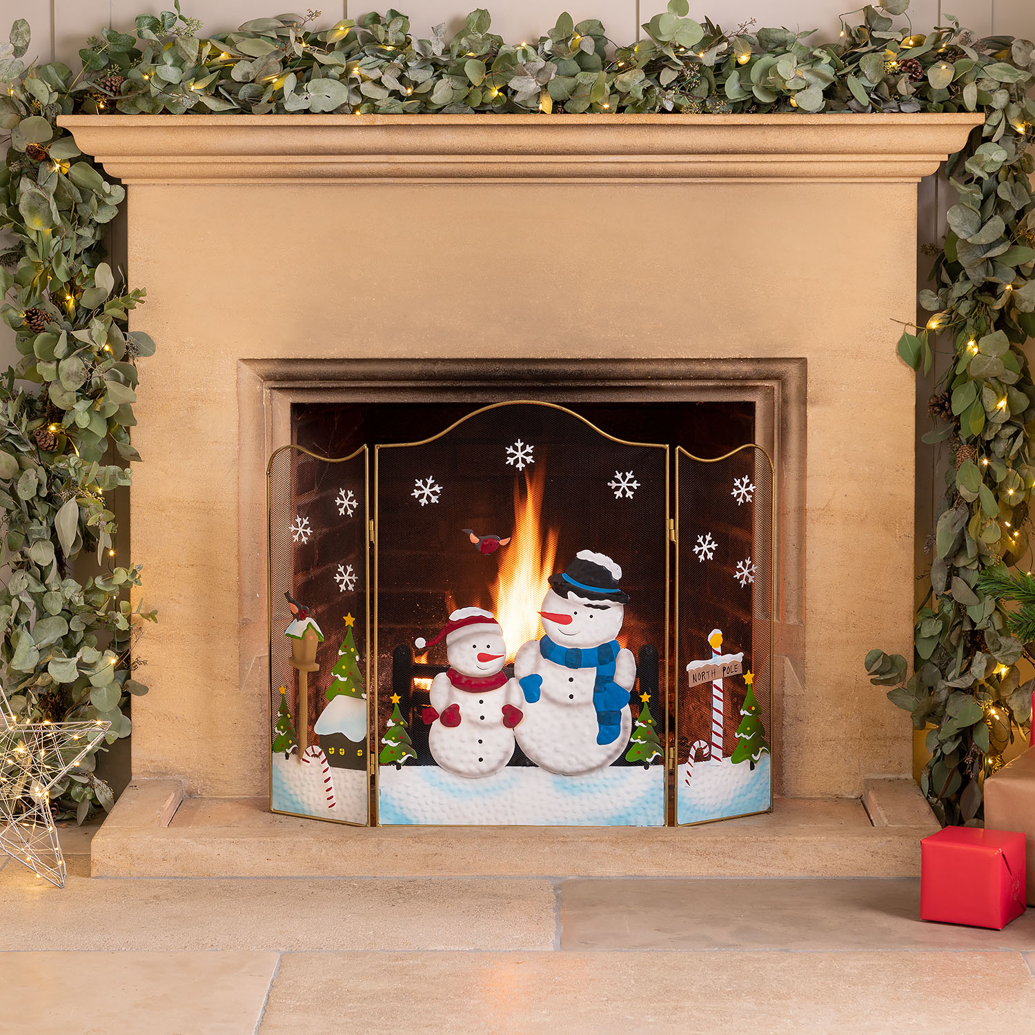 Christow 3 Panel Father Christmas Fireguard Santa Sleigh Snowman Screen - Picture 14 of 14