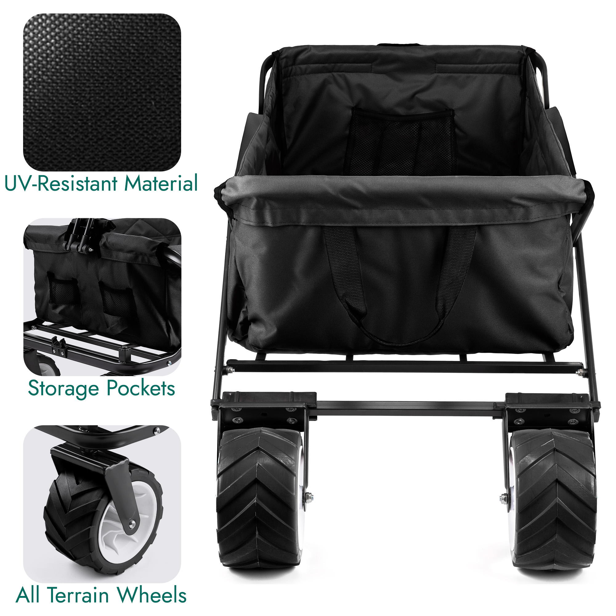 Folding Beach Trolley Camping Cart All Terrain Wheels Festival Garden 60kg Trail - Picture 9 of 26