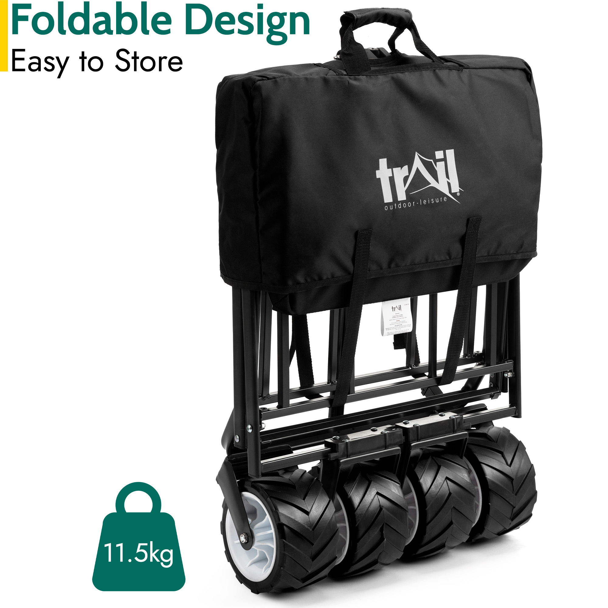Folding Beach Trolley Camping Cart All Terrain Wheels Festival Garden 60kg Trail - Picture 11 of 26