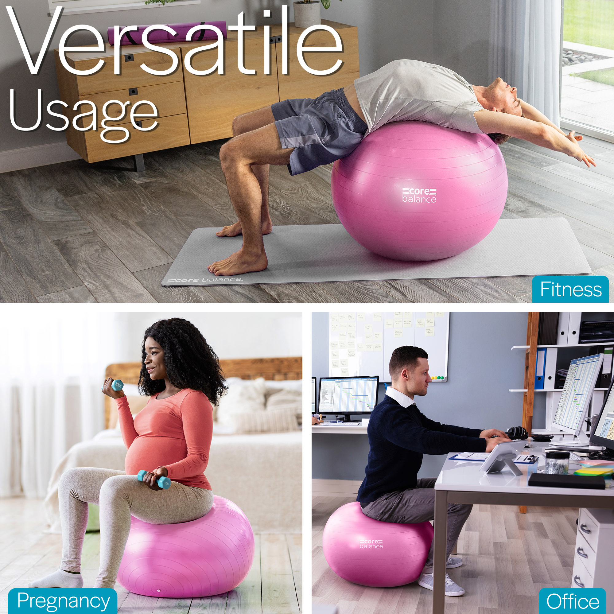 Gym Ball Exercise Fitness Yoga Pregnancy Anti Burst 55cm 65cm 75cm 85cm Pump - Picture 21 of 131