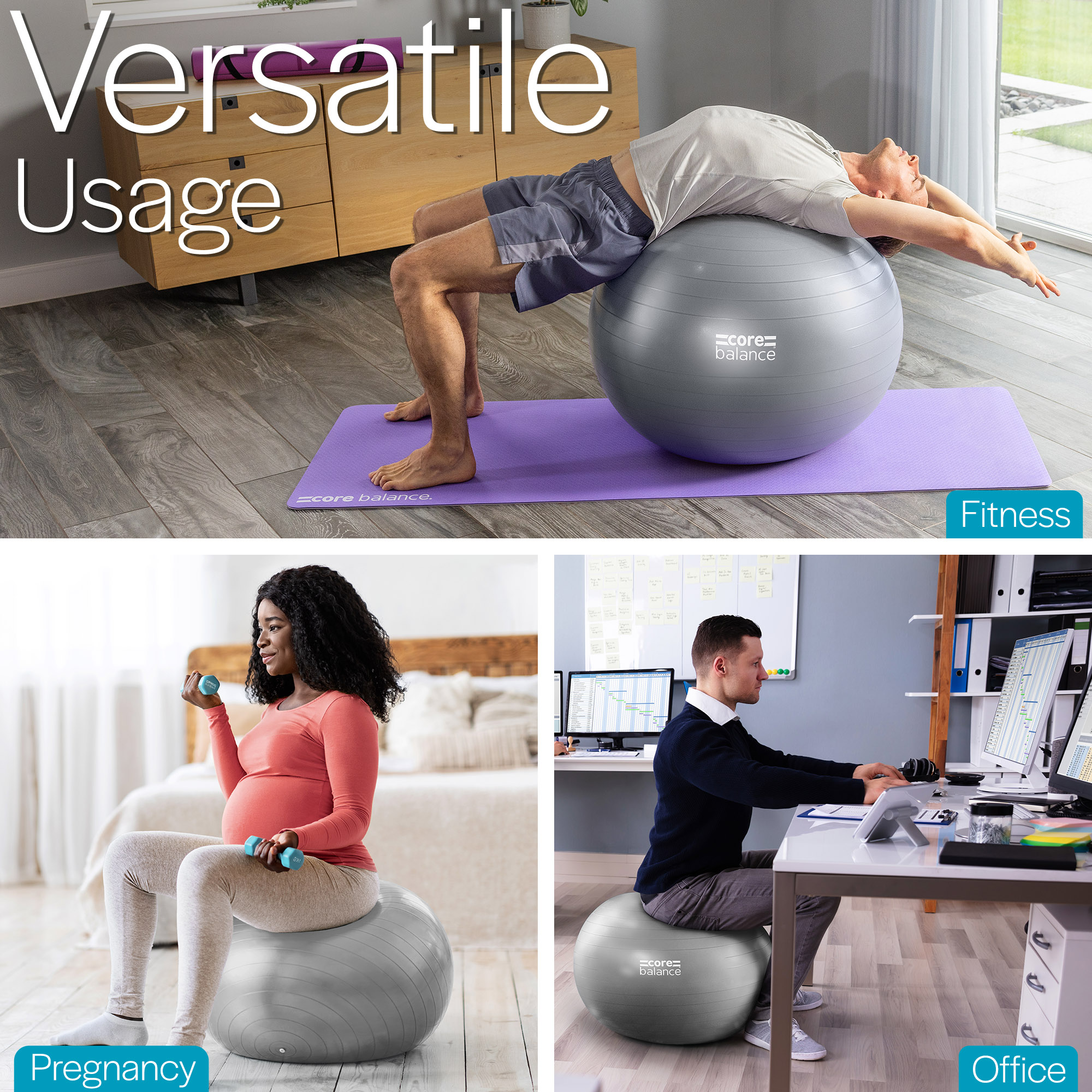 Gym Ball Exercise Fitness Yoga Pregnancy Anti Burst 55cm 65cm 75cm 85cm Pump - Picture 46 of 131