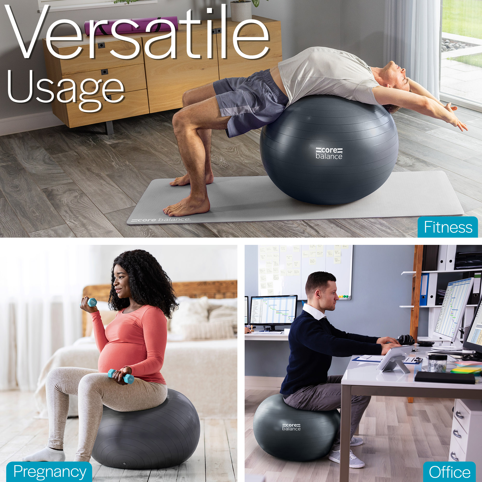 Gym Ball Exercise Fitness Yoga Pregnancy Anti Burst 55cm 65cm 75cm 85cm Pump - Picture 103 of 131