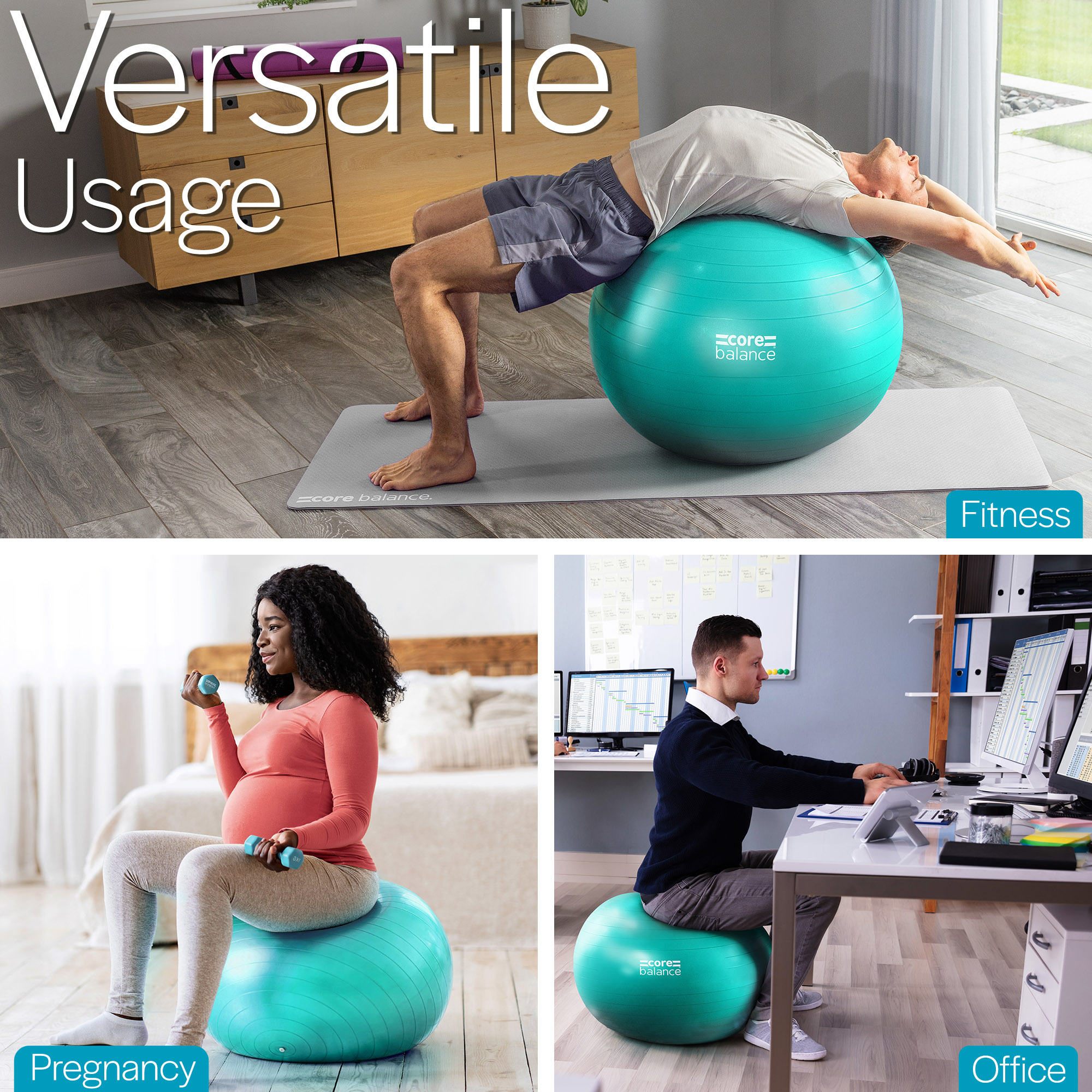 Gym Ball Exercise Fitness Yoga Pregnancy Anti Burst 55cm 65cm 75cm 85cm Pump - Picture 65 of 131