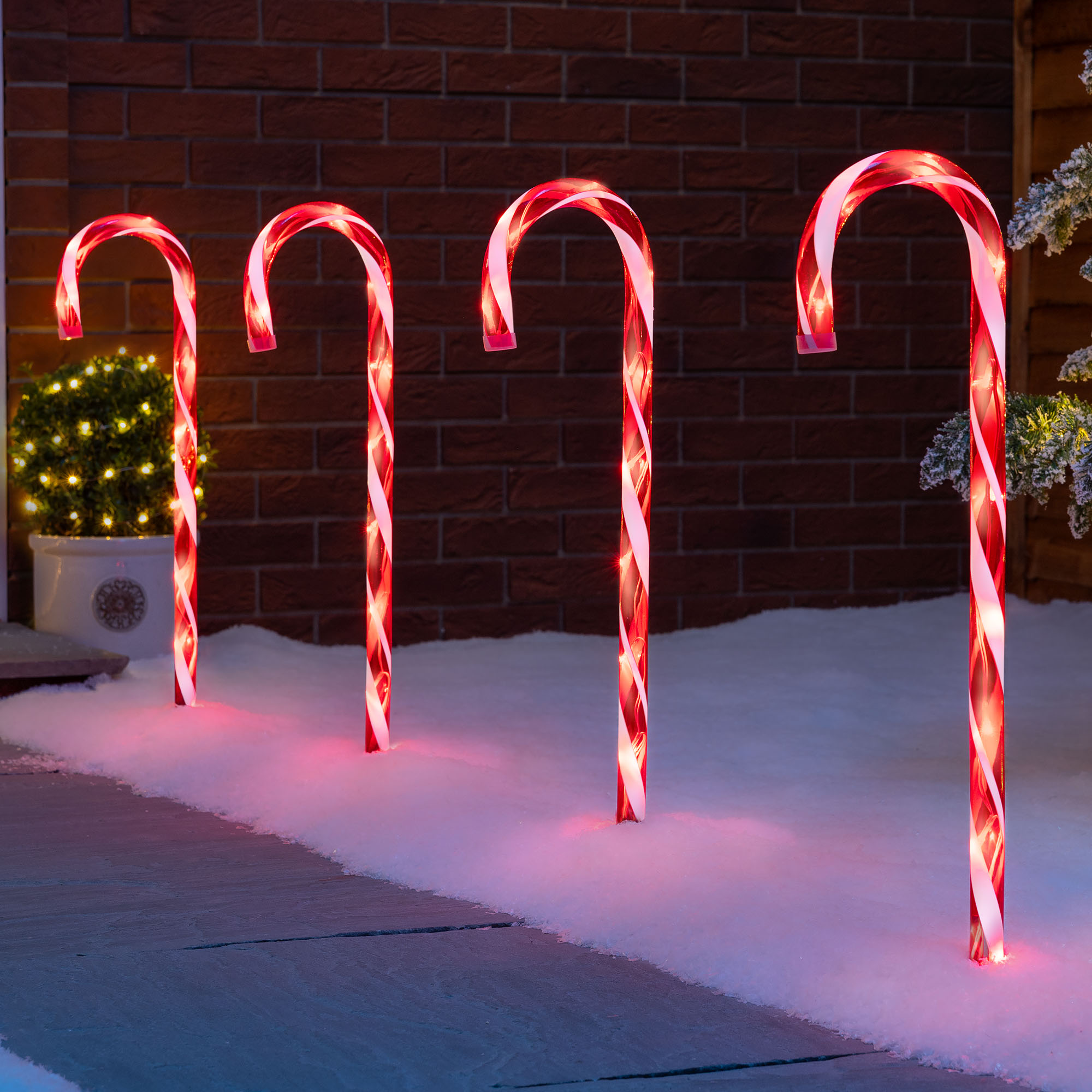 Candy Cane Lights Large LED Christmas Pathway Decorations Battery Or