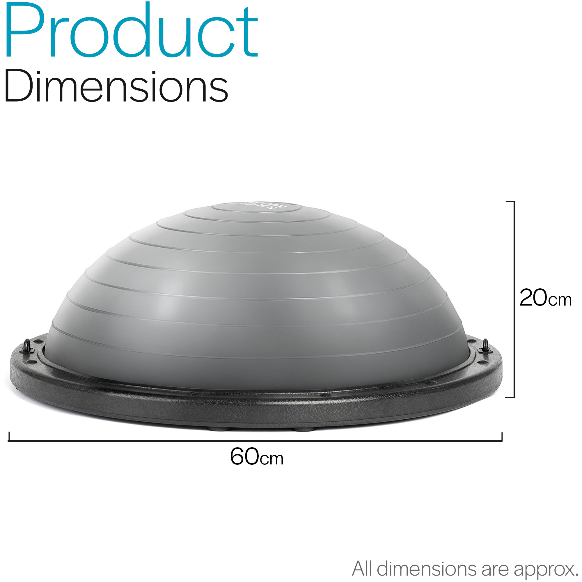 Core Balance Trainer Dome Rehab Wobble Ball Board With Resistance Bands