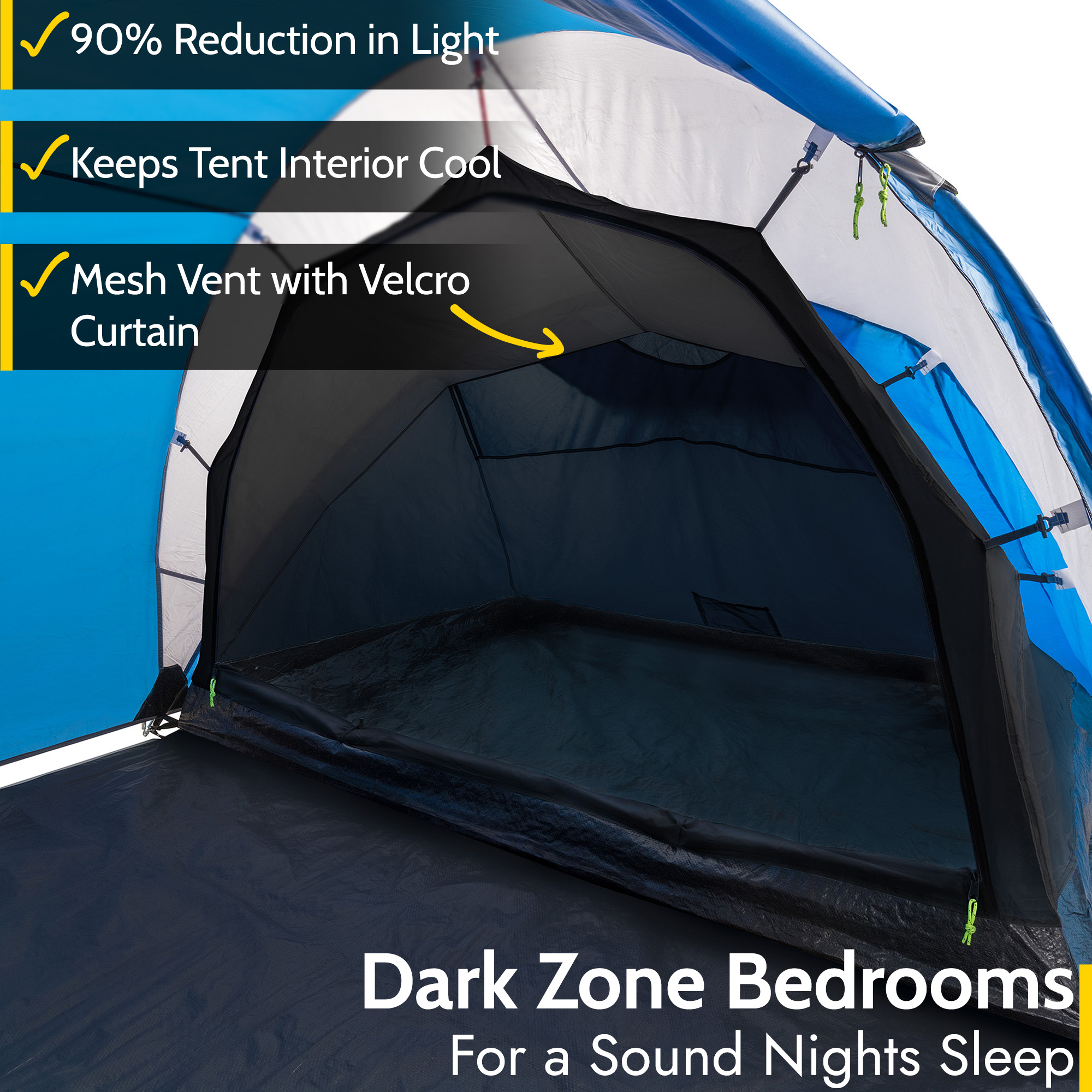 Trail Hartland 4 Man Family Tunnel Tent Darkened Bedrooms