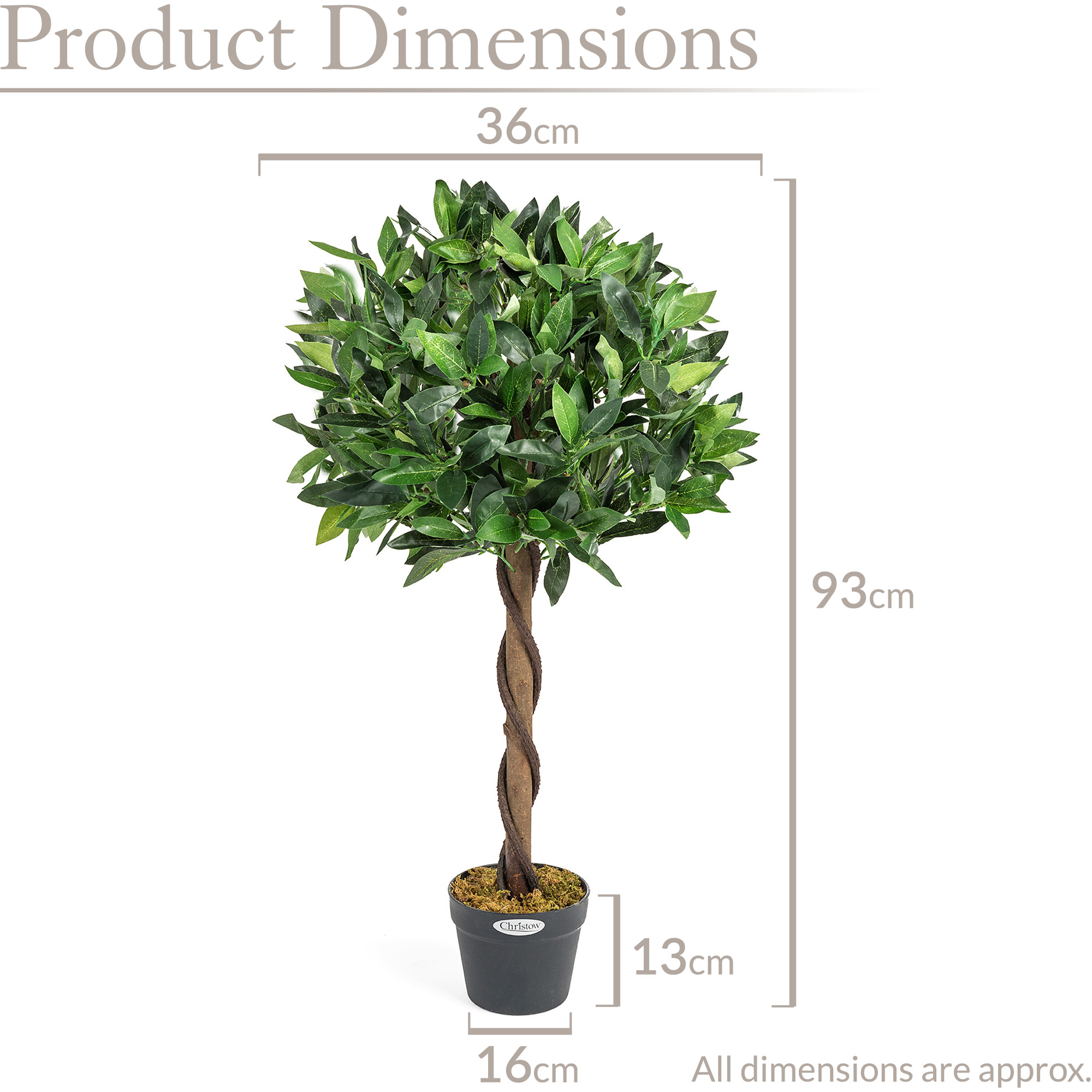 Artificial Bay Tree Large Potted Indoor Outdoor Topiary Decoration 3ft 4ft - Picture 20 of 20
