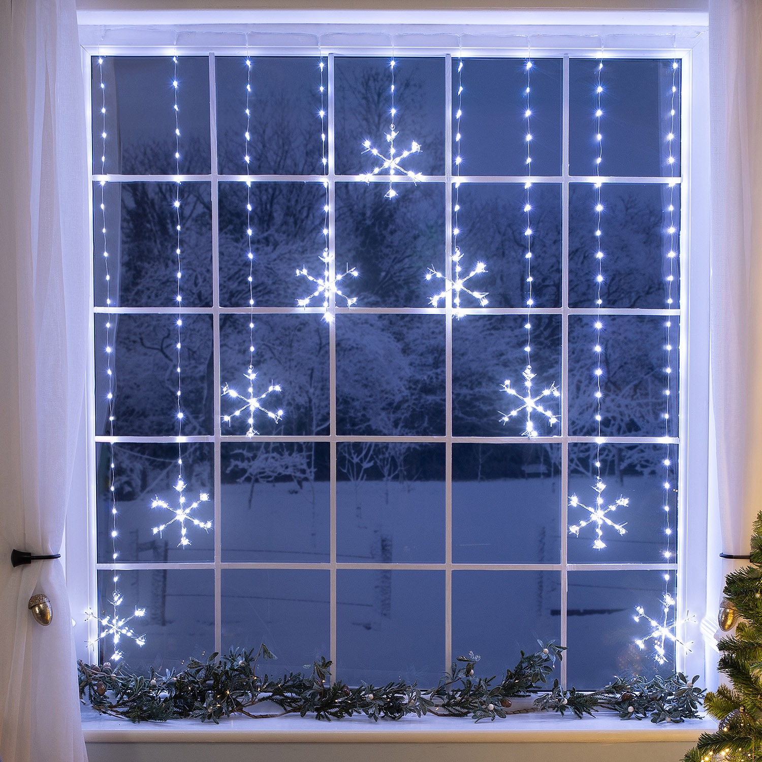 Snowflake Curtain Lights With Micro Leds