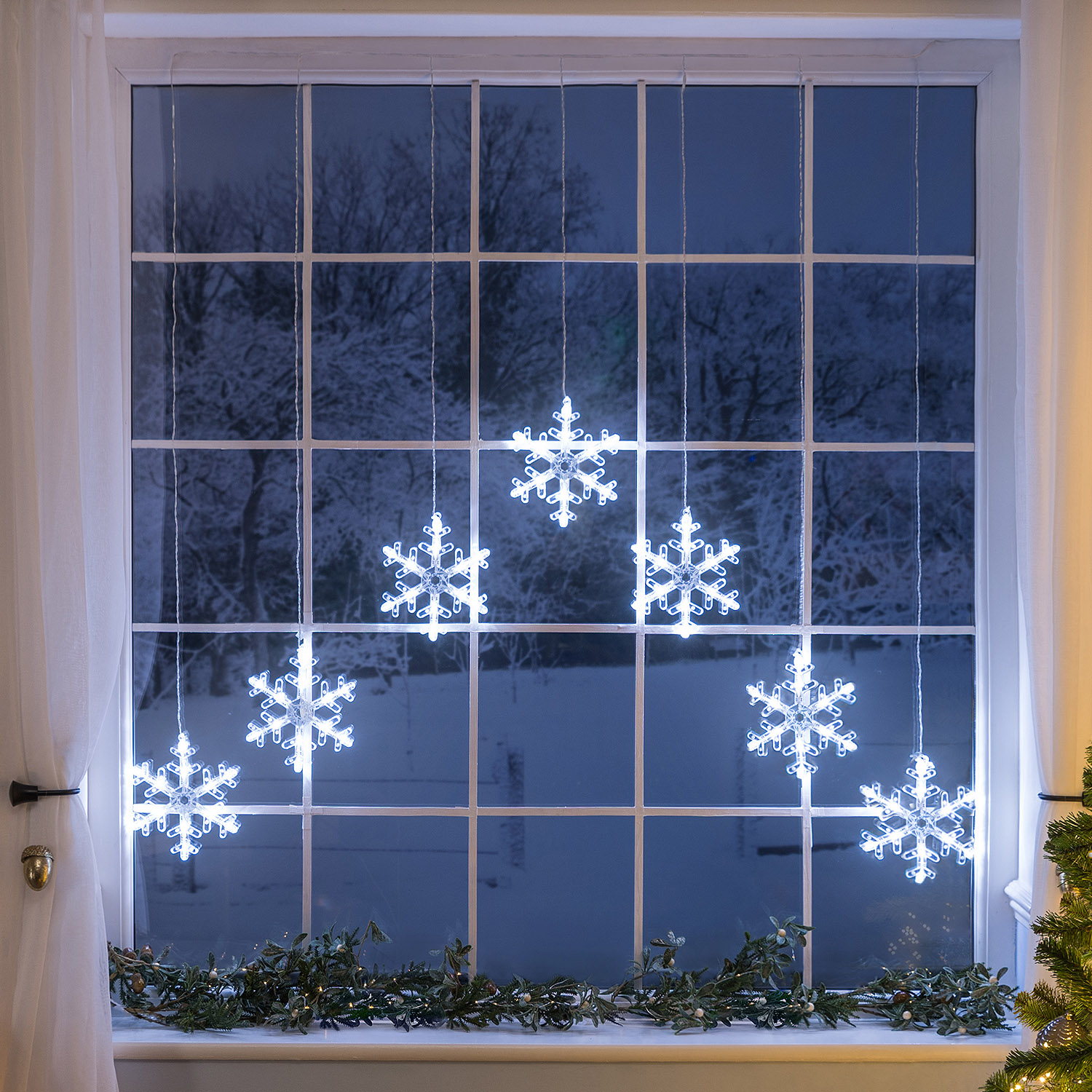 Christmas Snowflake Curtain Lights