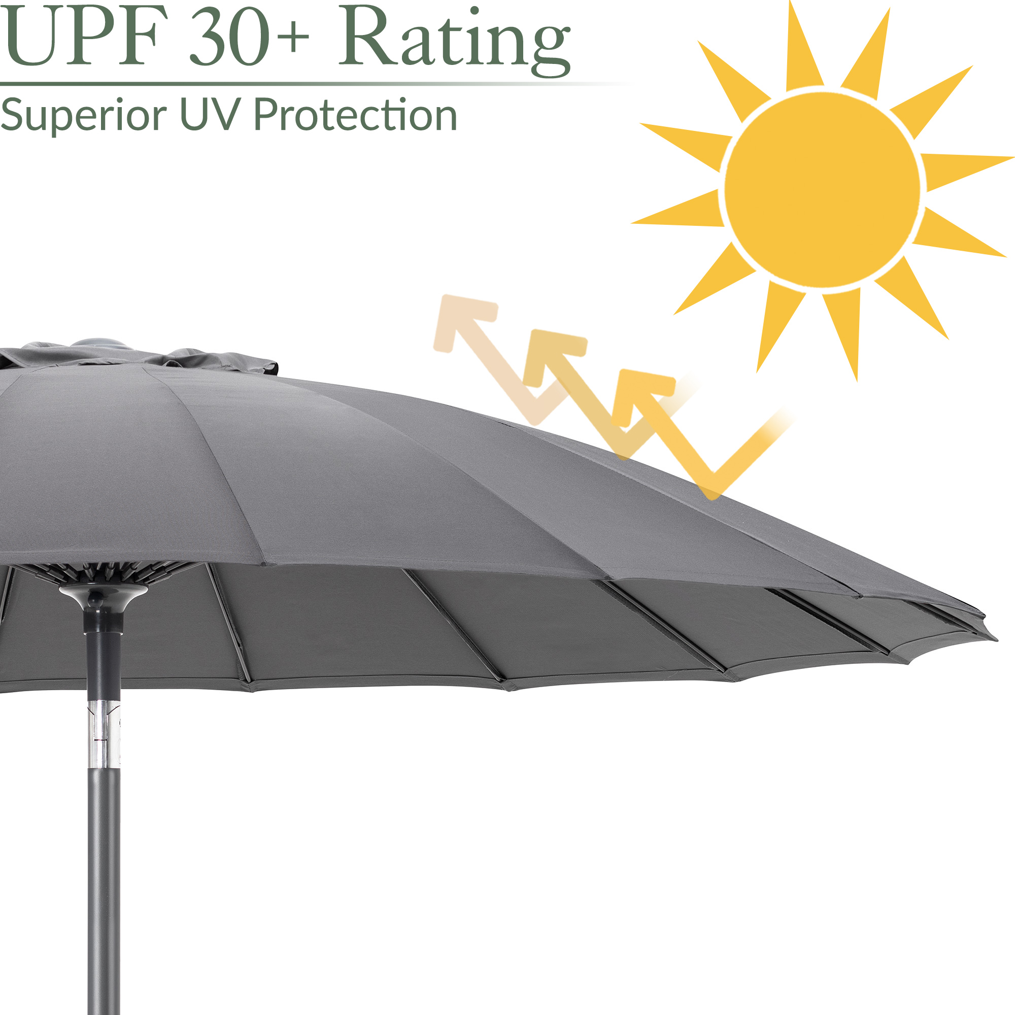 Shanghai Parasol Garden Umbrella Tilting Sunshade UV Resistant 2.6m Christow - Picture 39 of 56
