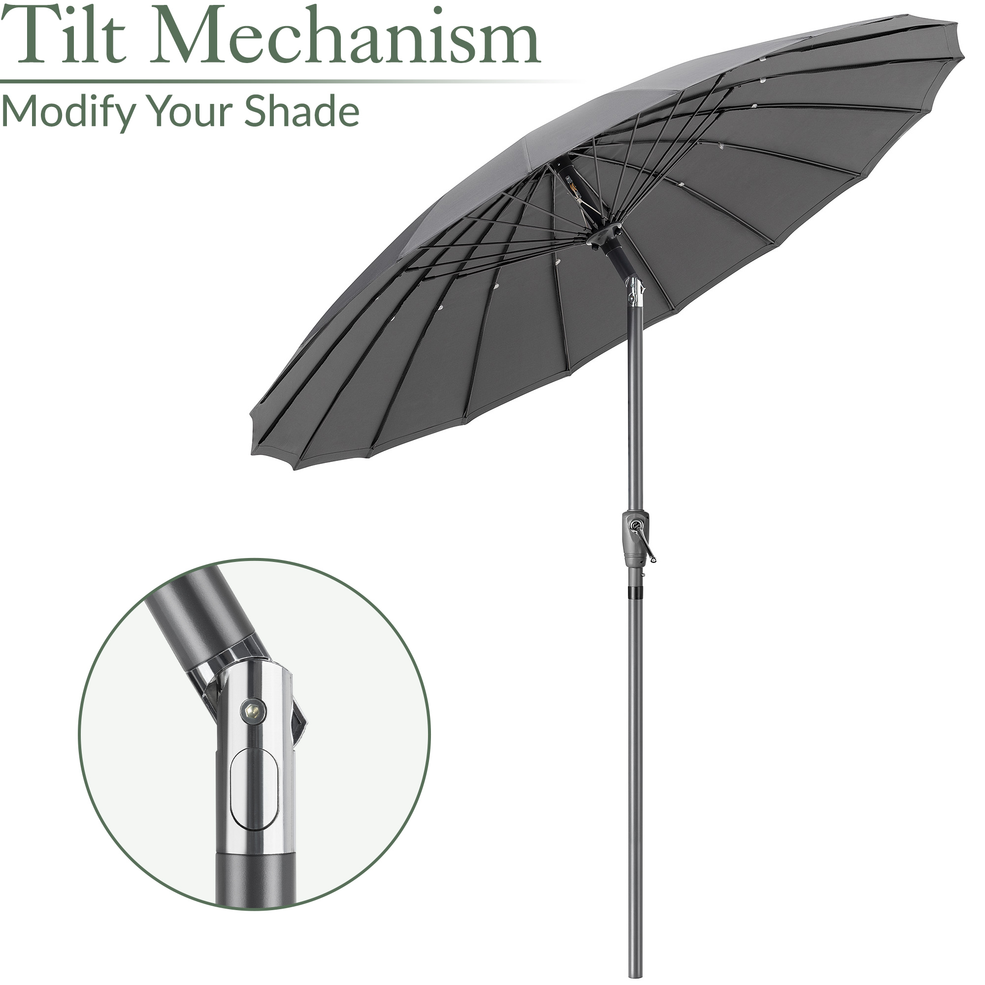 Shanghai Parasol Garden Umbrella Tilting Sunshade UV Resistant 2.6m Christow - Picture 40 of 56