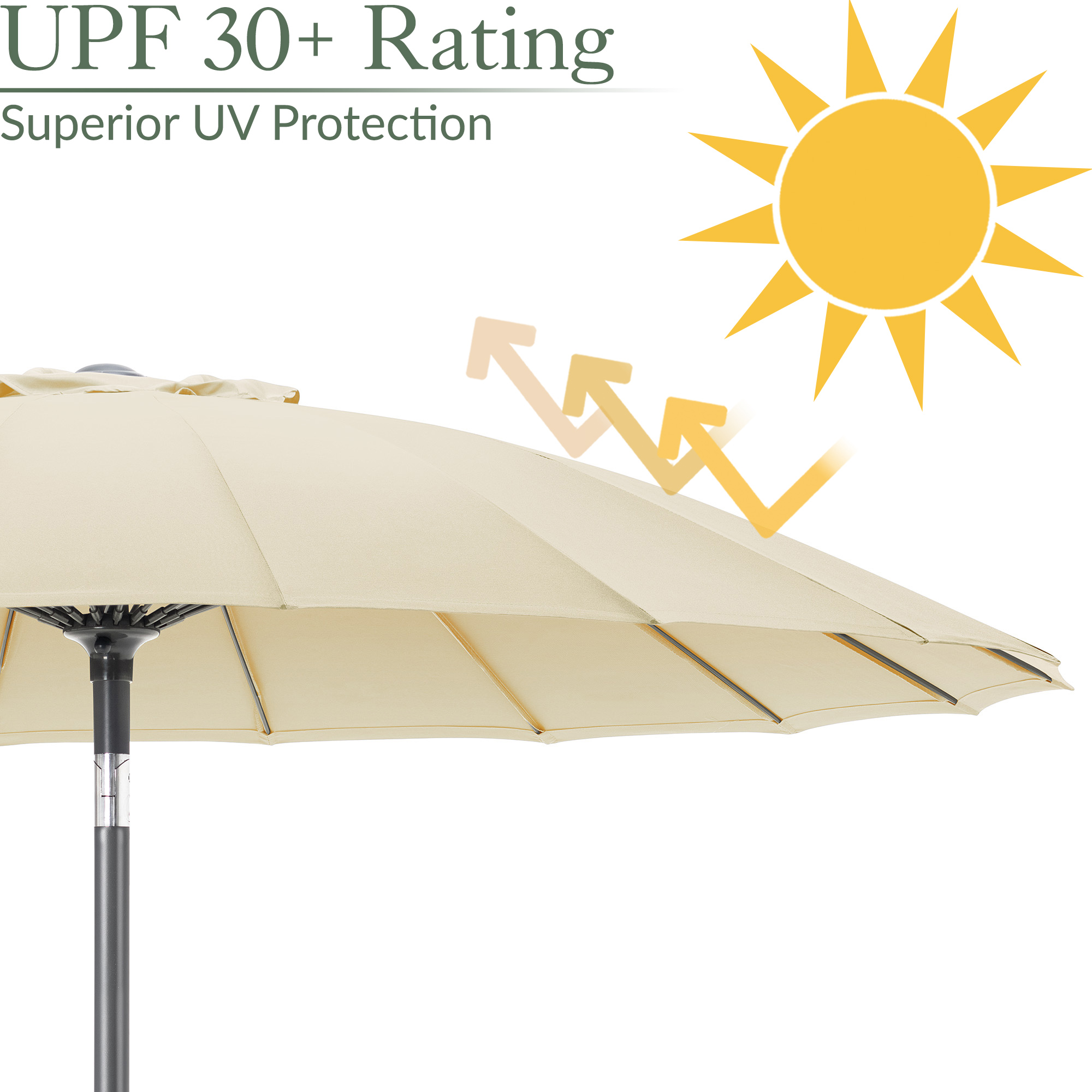 Shanghai Parasol Garden Umbrella Tilting Sunshade UV Resistant 2.6m Christow - Picture 32 of 56