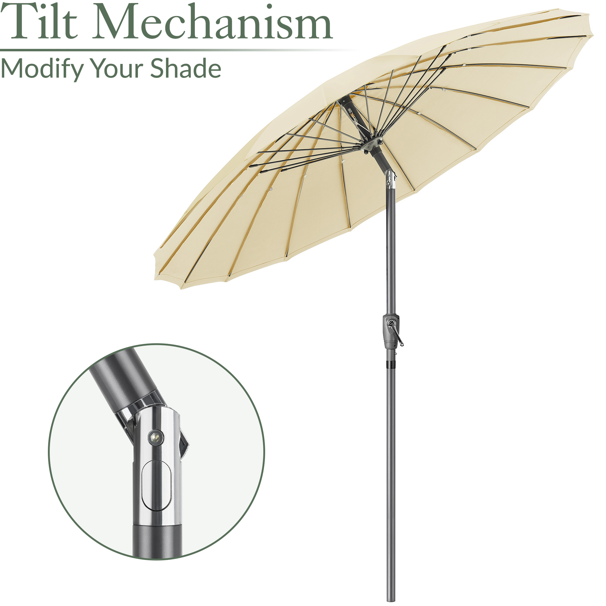 Shanghai Parasol Garden Umbrella Tilting Sunshade UV Resistant 2.6m Christow - Picture 33 of 56