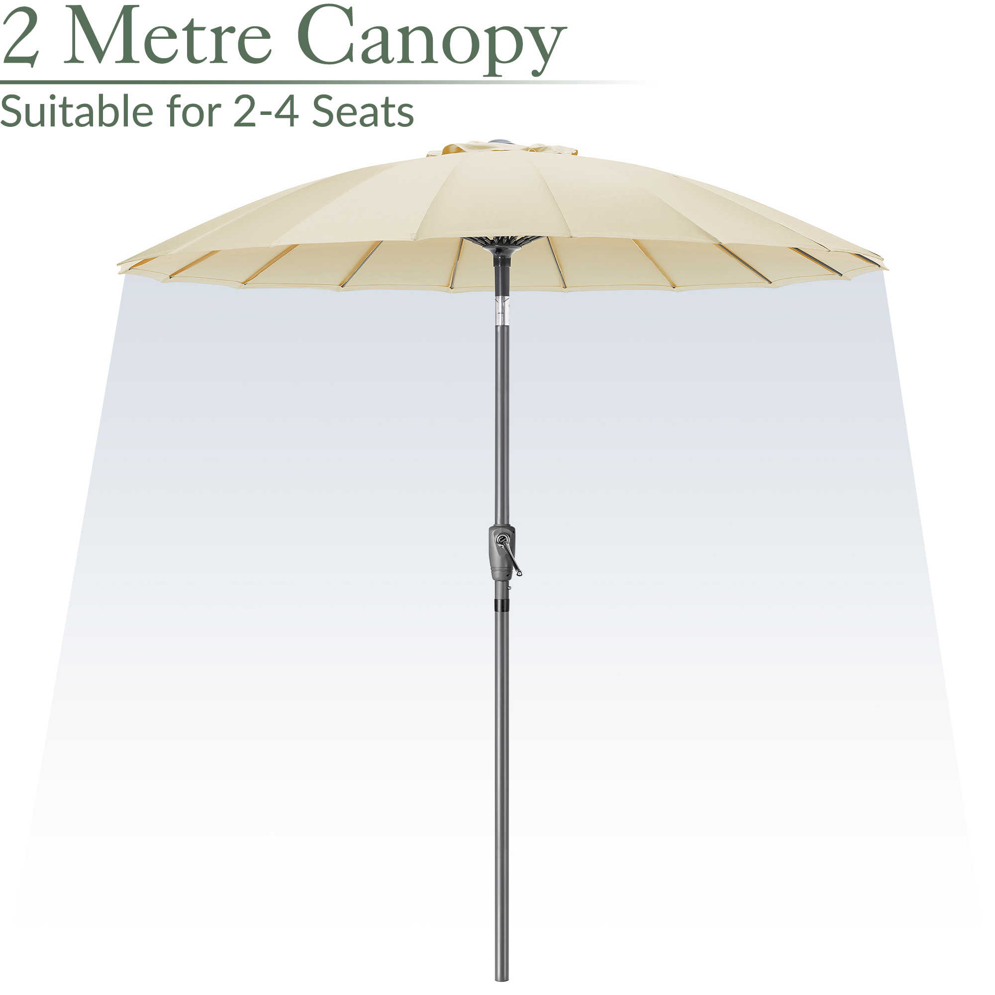 Shanghai Parasol Garden Umbrella Tilting Sunshade UV Resistant 2.6m Christow - Picture 31 of 56