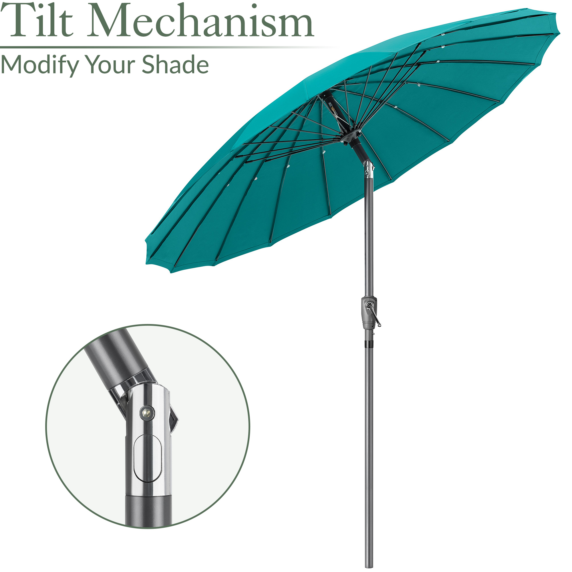 Shanghai Parasol Garden Umbrella Tilting Sunshade UV Resistant 2.6m Christow - Picture 54 of 56
