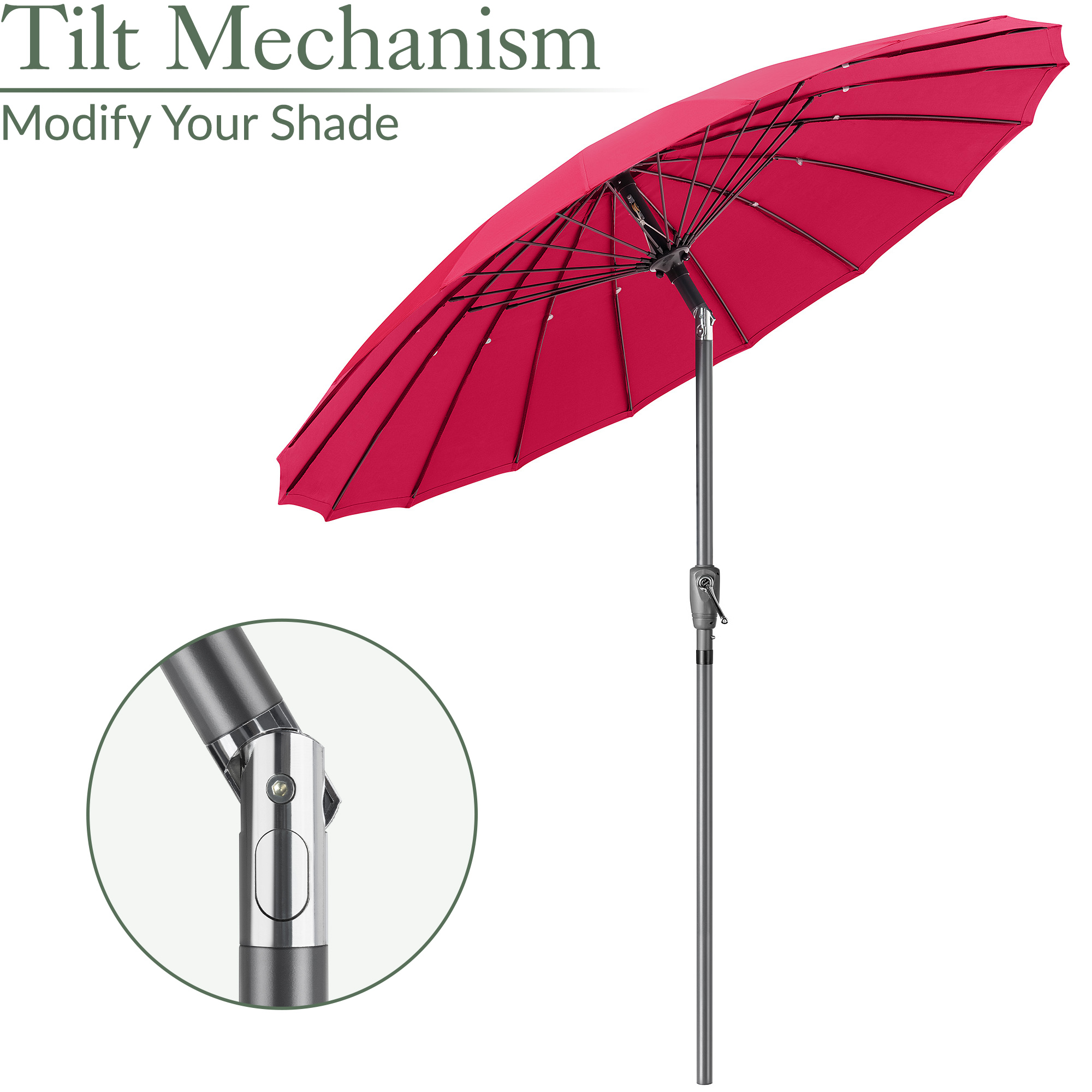 Shanghai Parasol Garden Umbrella Tilting Sunshade UV Resistant 2.6m Christow - Picture 47 of 56