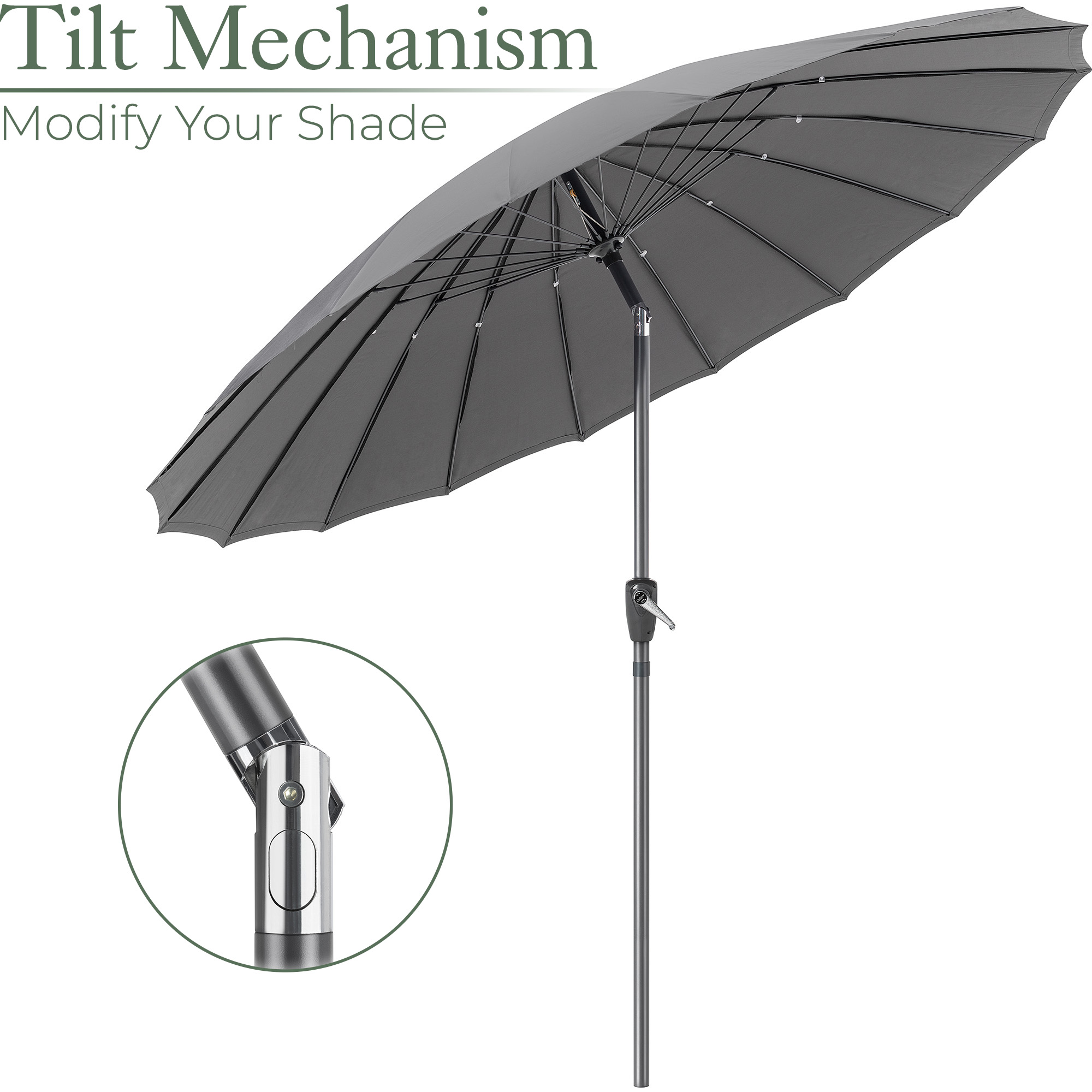 Shanghai Parasol Garden Umbrella Tilting Sunshade UV Resistant 2.6m Christow - Picture 12 of 56