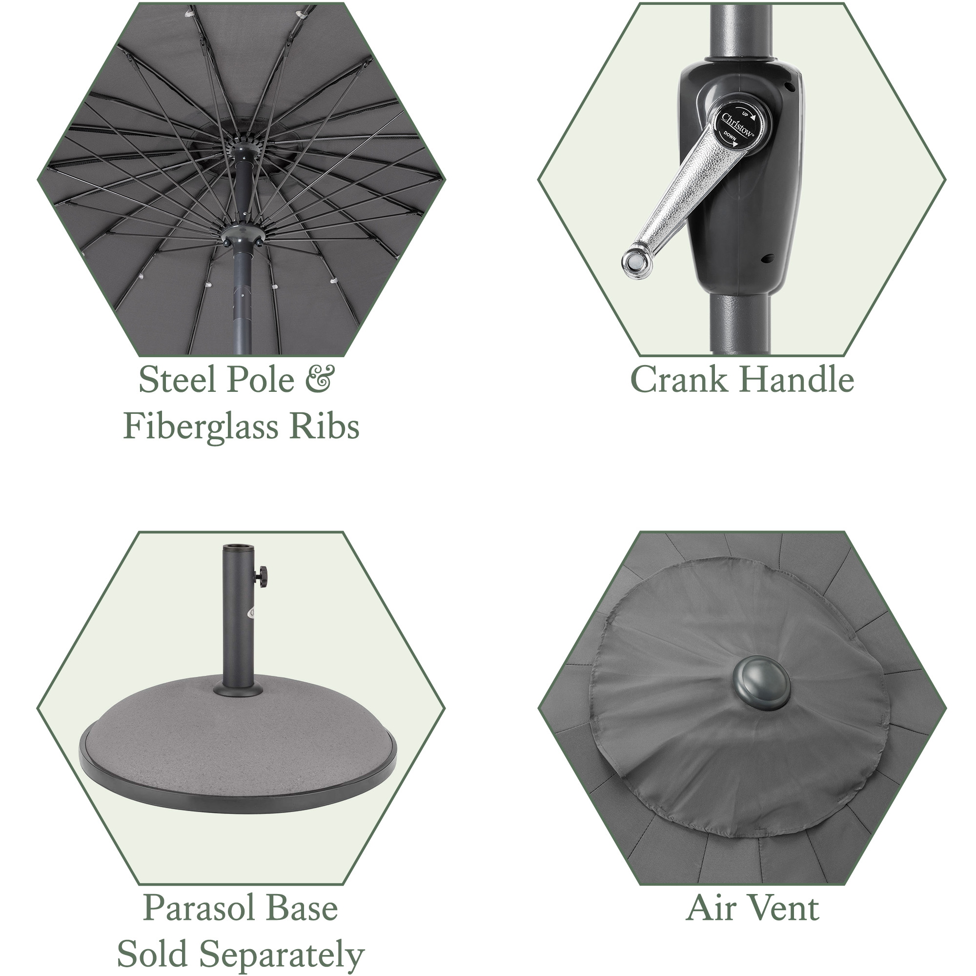 Shanghai Parasol Garden Umbrella Tilting Sunshade UV Resistant 2.6m Christow - Picture 13 of 56