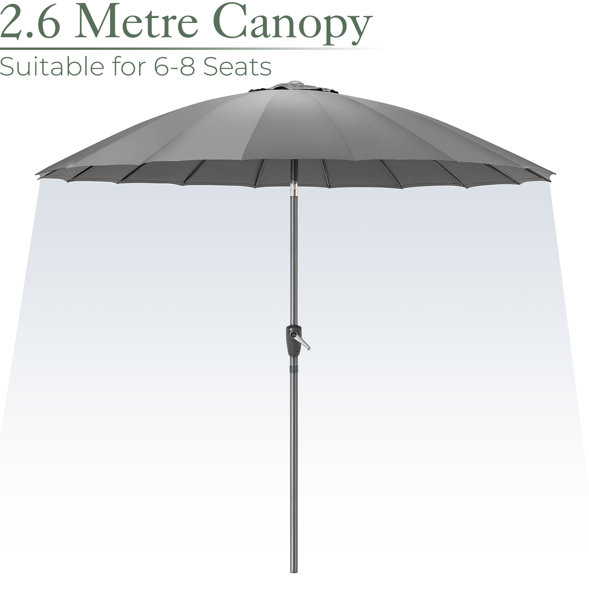 Shanghai Parasol Garden Umbrella Tilting Sunshade UV Resistant 2.6m Christow - Picture 10 of 56