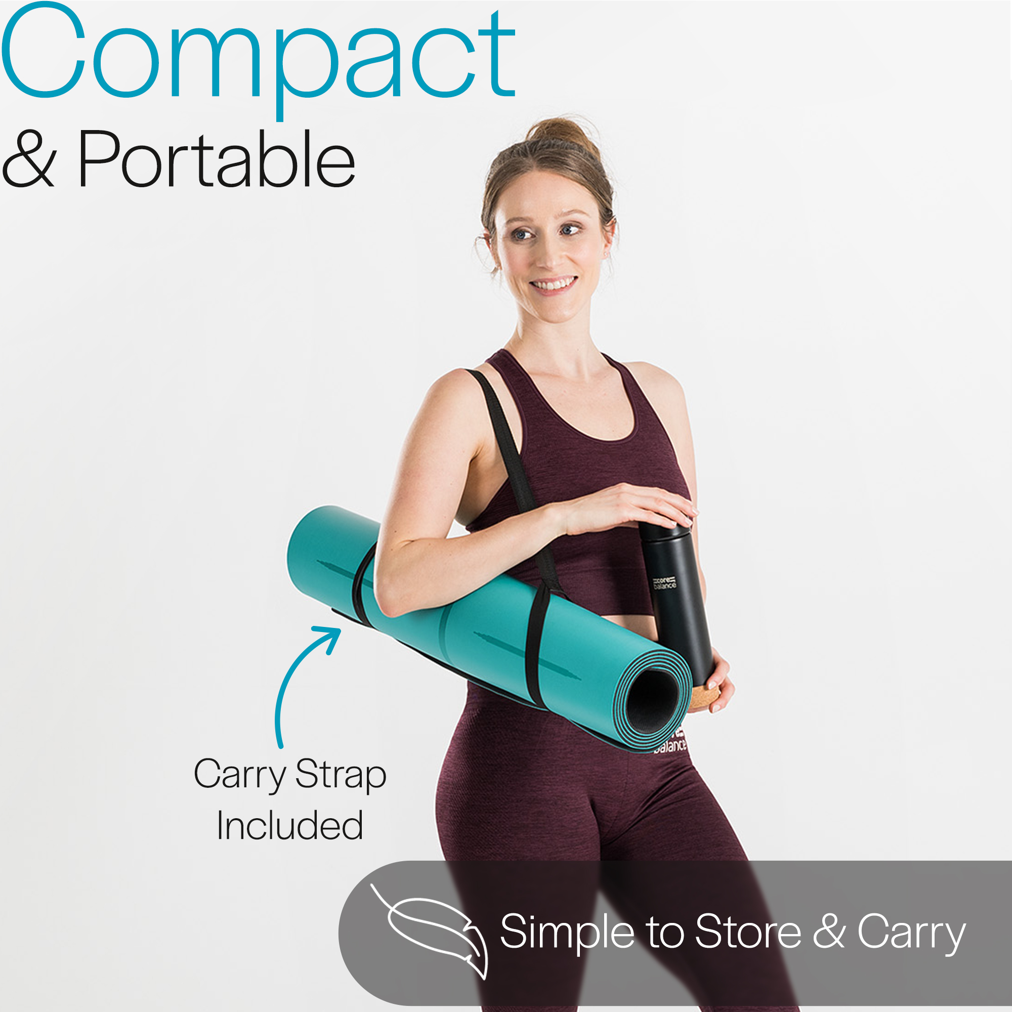 Rubber Yoga Mat With Body Alignment Lines Non Slip Extra Wide Core Balance - Picture 29 of 30