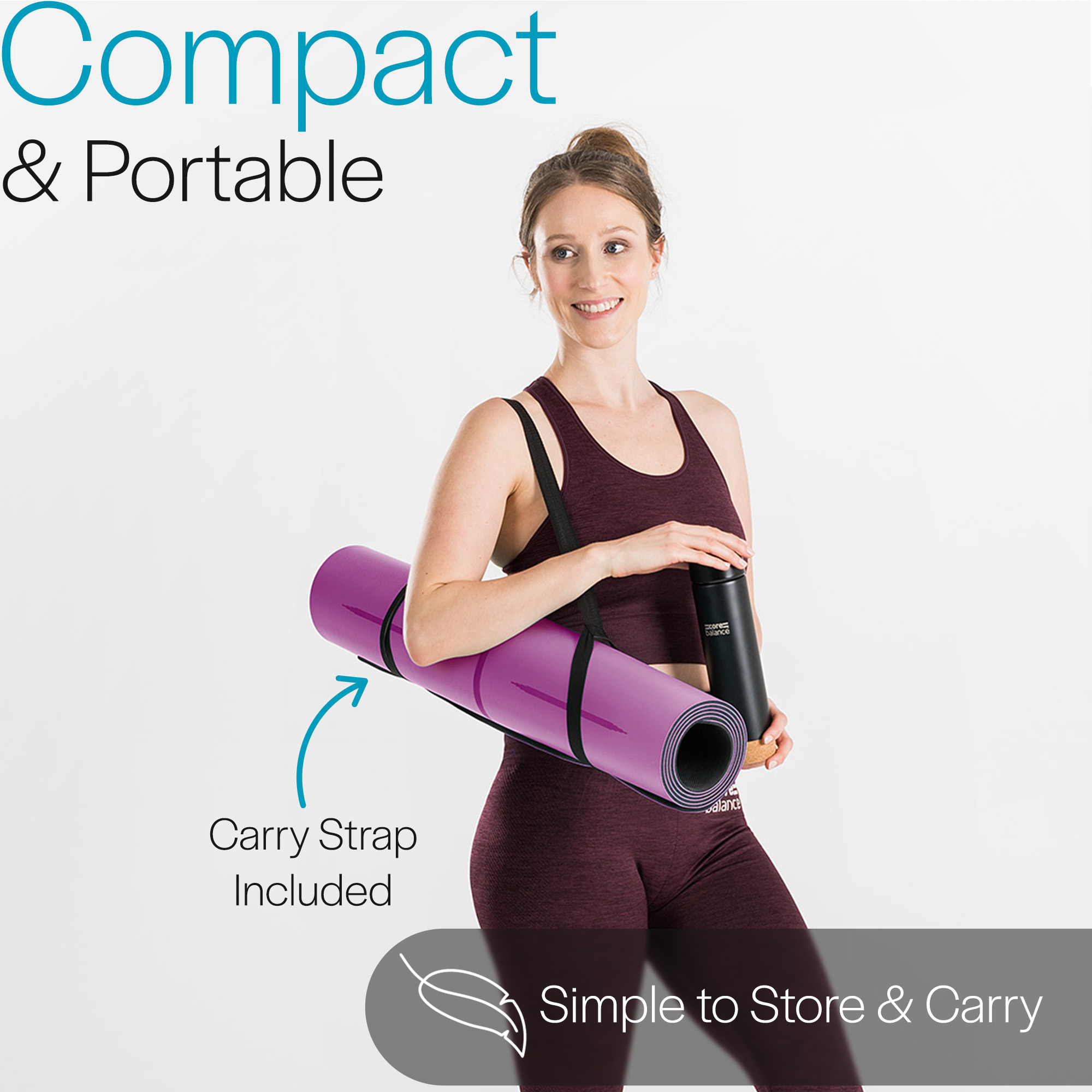 Rubber Yoga Mat With Body Alignment Lines Non Slip Extra Wide Core Balance - Picture 23 of 30