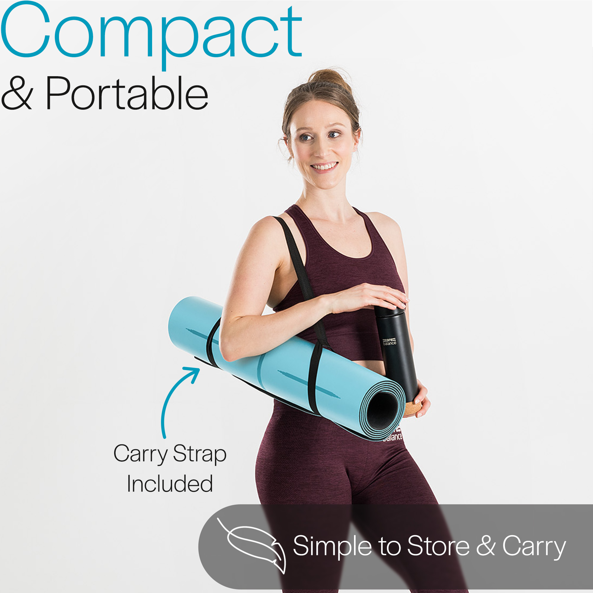 Rubber Yoga Mat With Body Alignment Lines Non Slip Extra Wide Core Balance - Picture 11 of 30