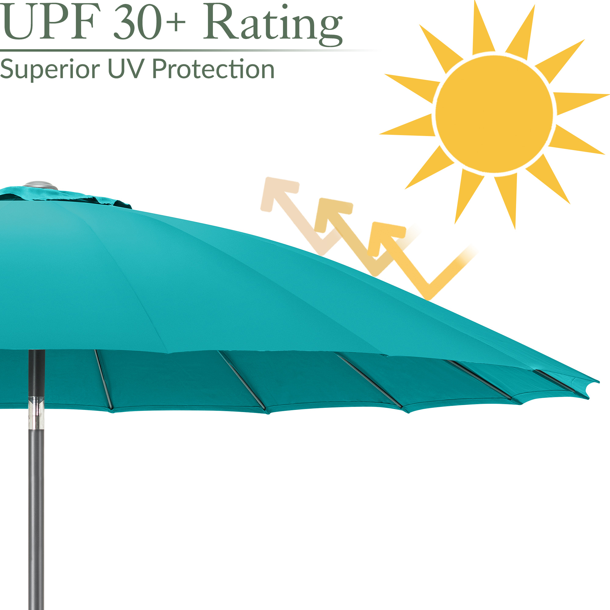 Shanghai Parasol Garden Umbrella Tilting Sunshade UV Resistant 2.6m Christow - Picture 25 of 56