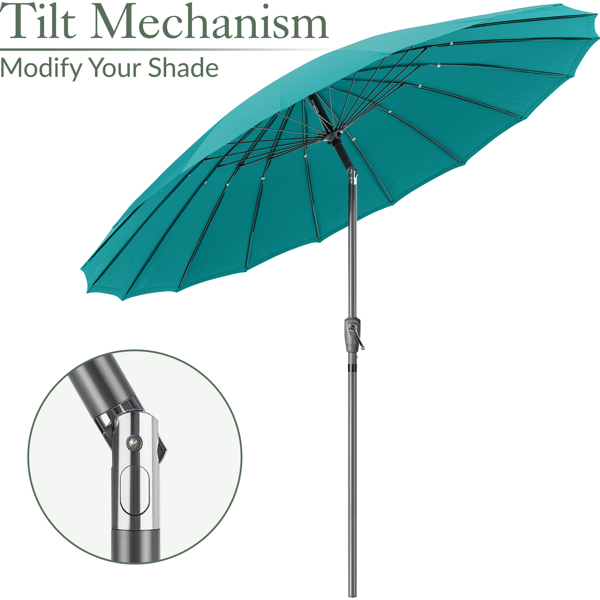 Shanghai Parasol Garden Umbrella Tilting Sunshade UV Resistant 2.6m Christow - Picture 26 of 56