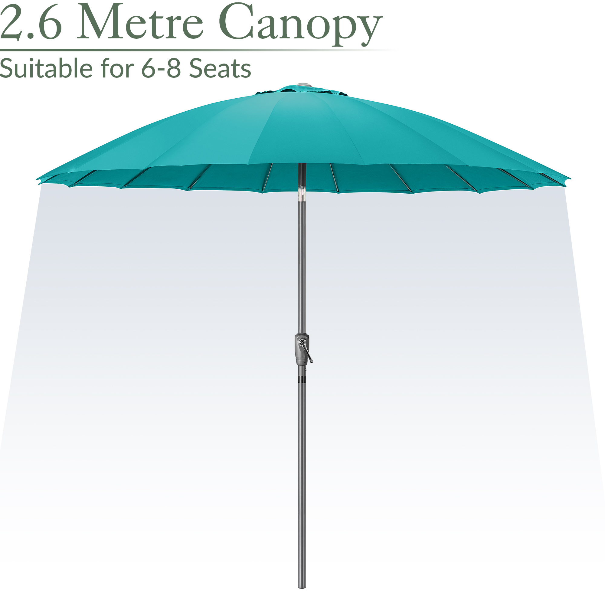 Shanghai Parasol Garden Umbrella Tilting Sunshade UV Resistant 2.6m Christow - Picture 24 of 56