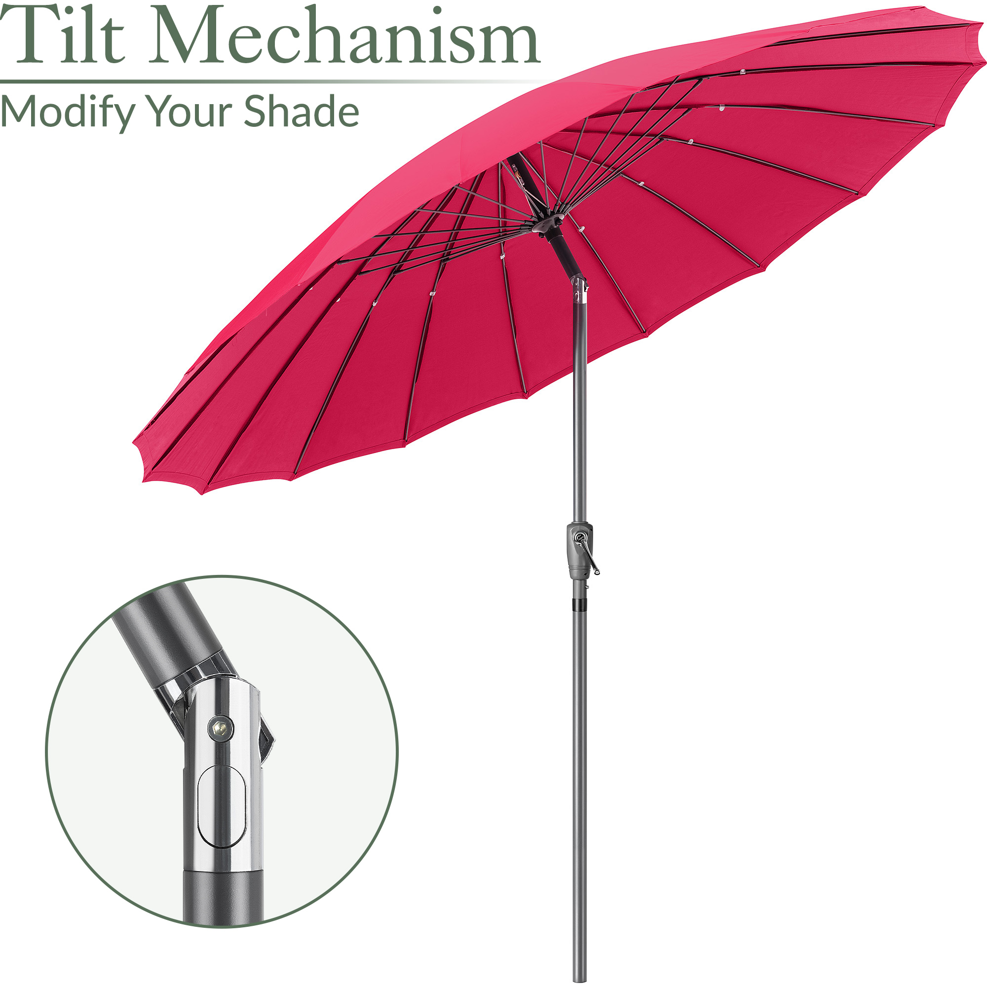 Shanghai Parasol Garden Umbrella Tilting Sunshade UV Resistant 2.6m Christow - Picture 19 of 56