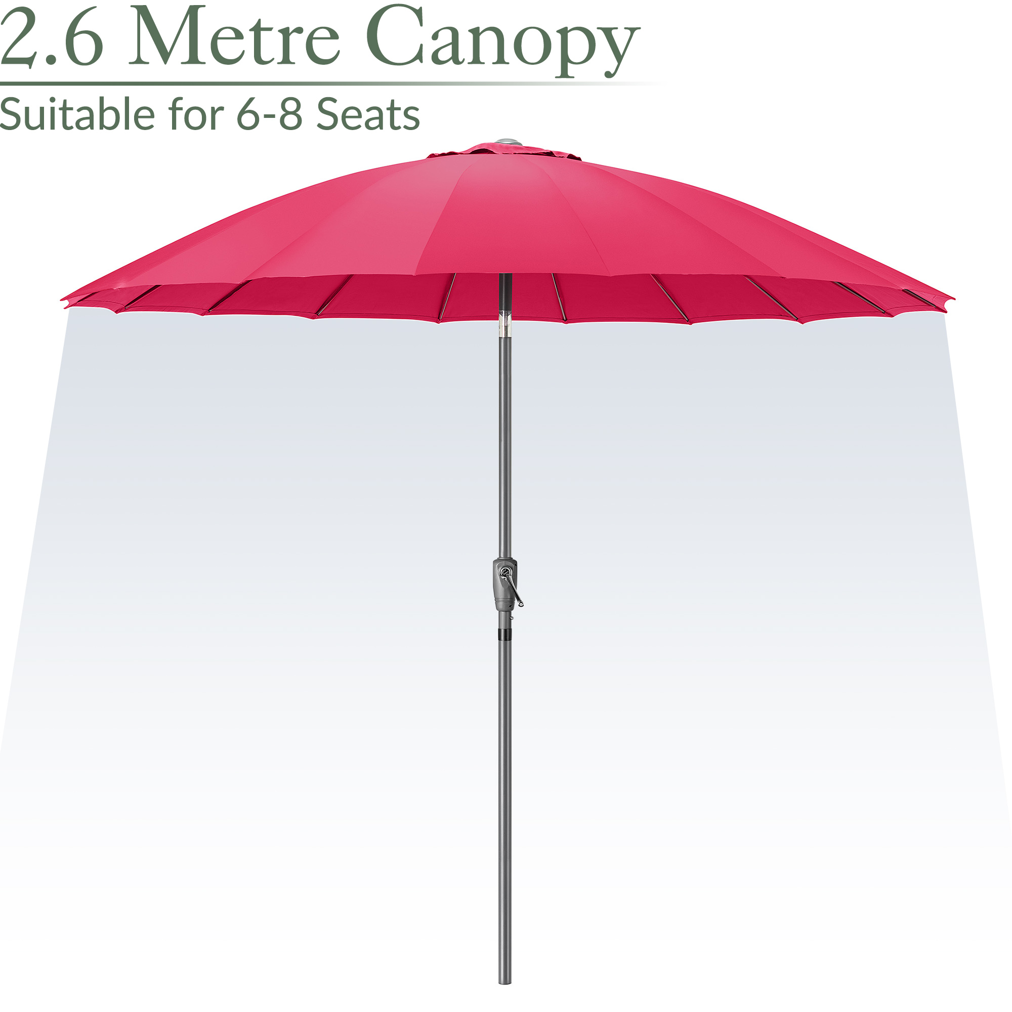 Shanghai Parasol Garden Umbrella Tilting Sunshade UV Resistant 2.6m Christow - Picture 17 of 56