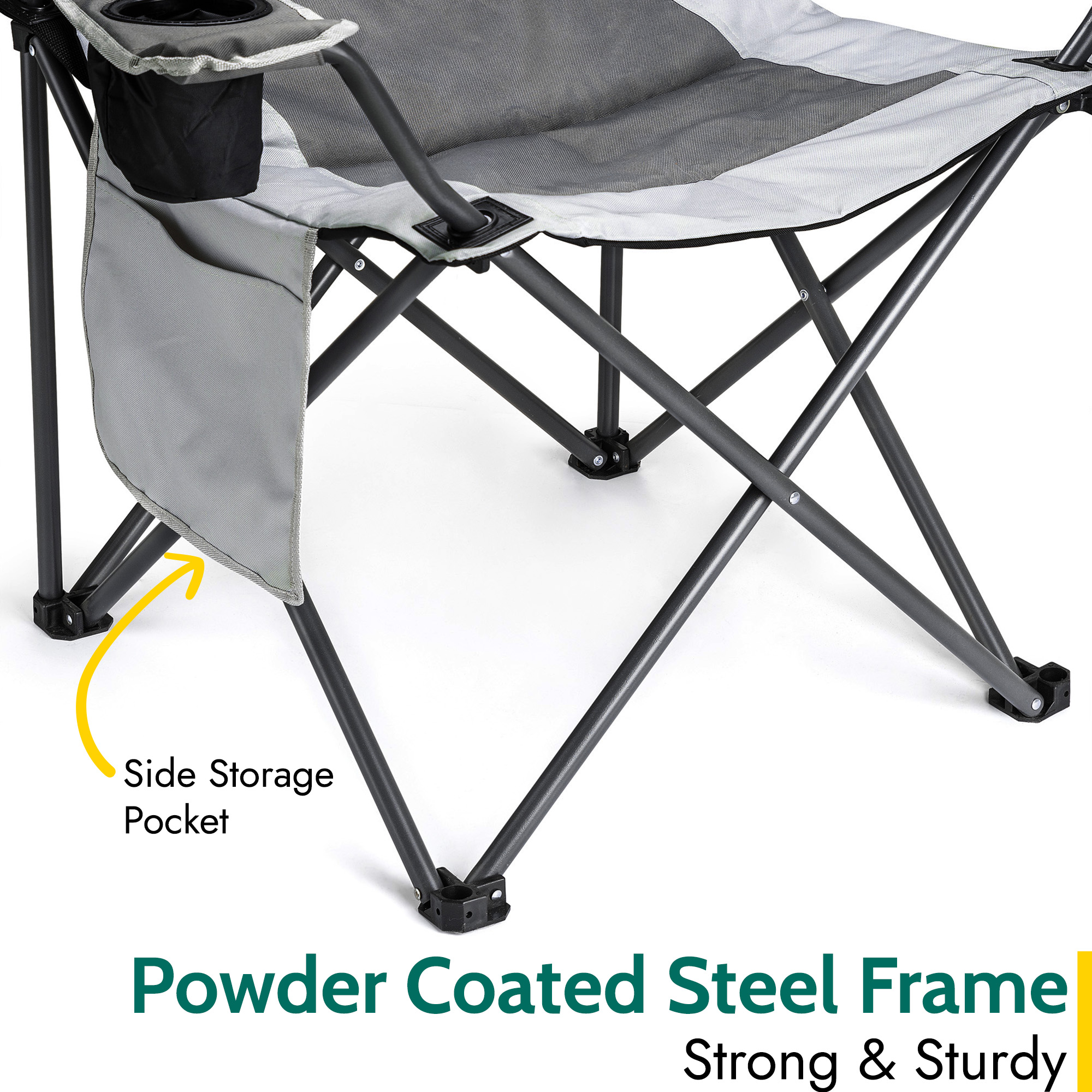 Padded Camping Chair High Back Portable Folding Outdoor Seat Trail (Twin Pack) - Picture 17 of 21