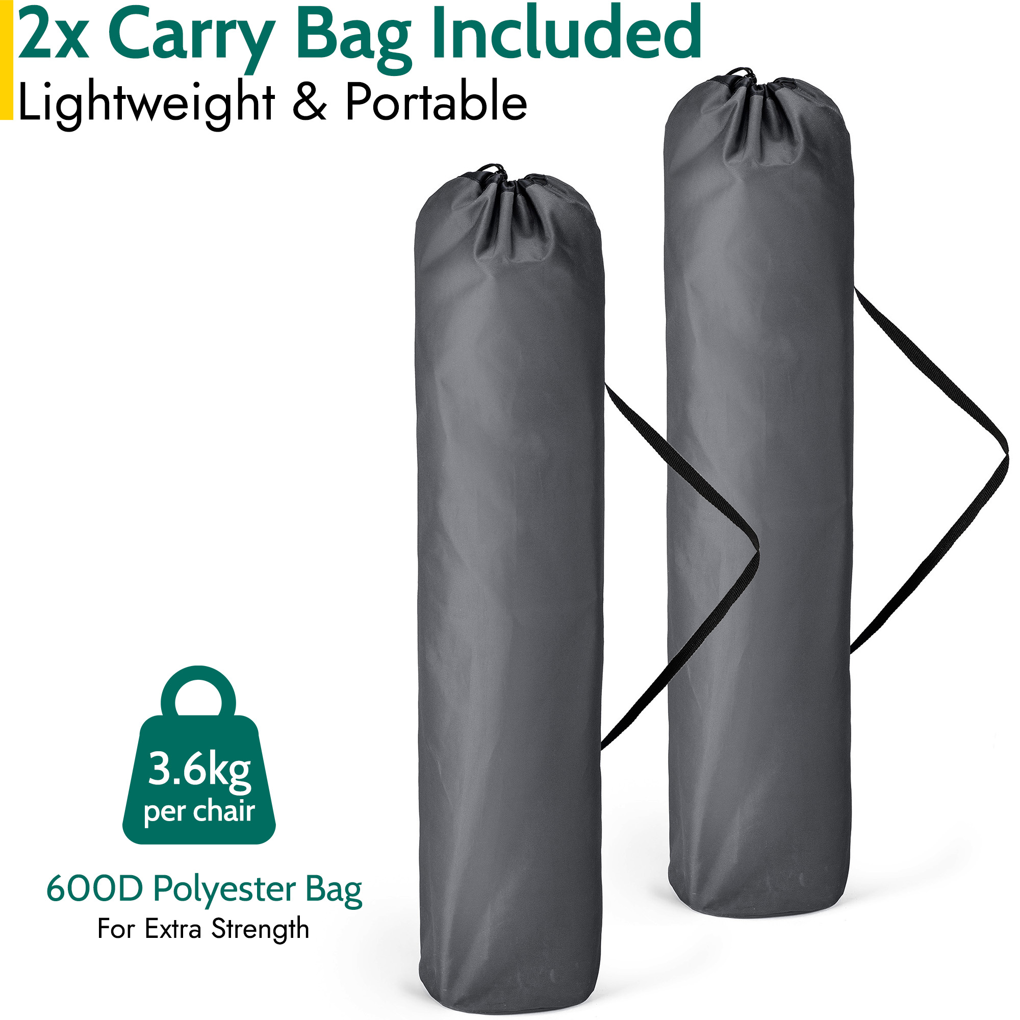 Padded Camping Chair High Back Portable Folding Outdoor Seat Trail (Twin Pack) - Picture 20 of 21