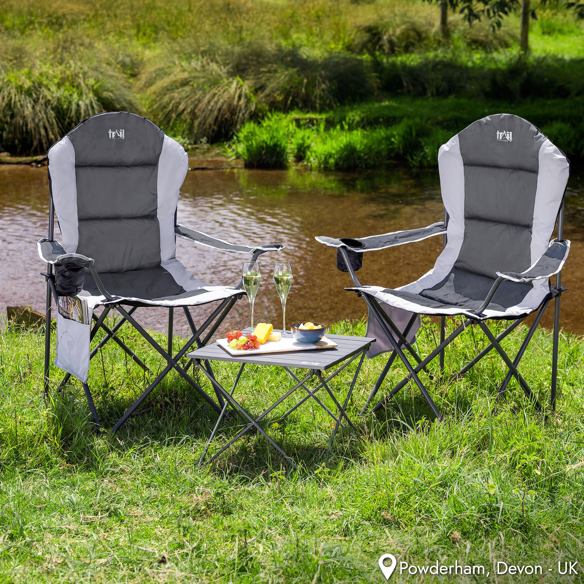 Padded Camping Chair High Back Portable Folding Outdoor Seat Trail (Twin Pack) - Picture 16 of 21